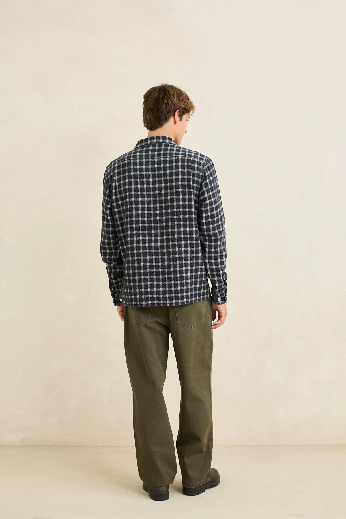 Jacquard Check Long Sleeve Shirt - Charcoal