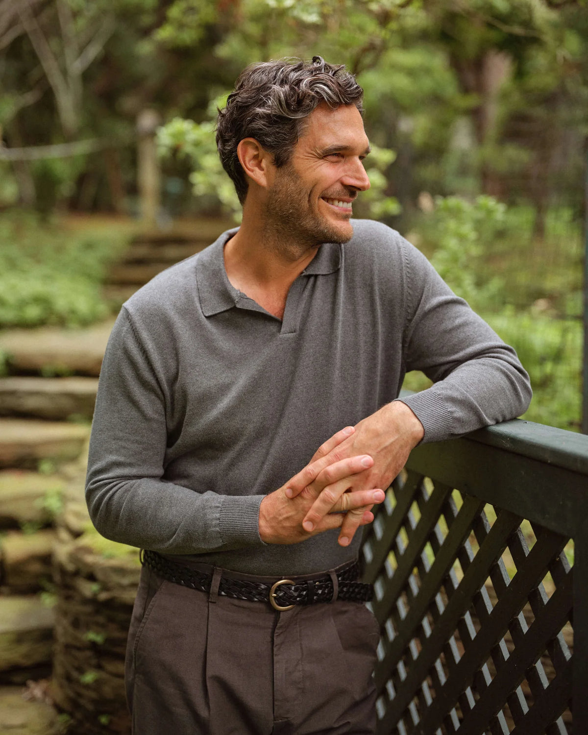 Long Sleeve Lolo Sweater Polo - Charcoal