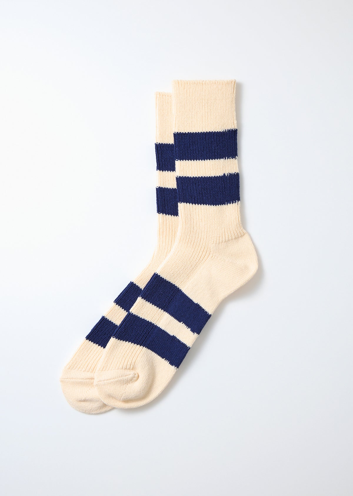 Recycled Cotton Stripe Socks - Ecru/Blue