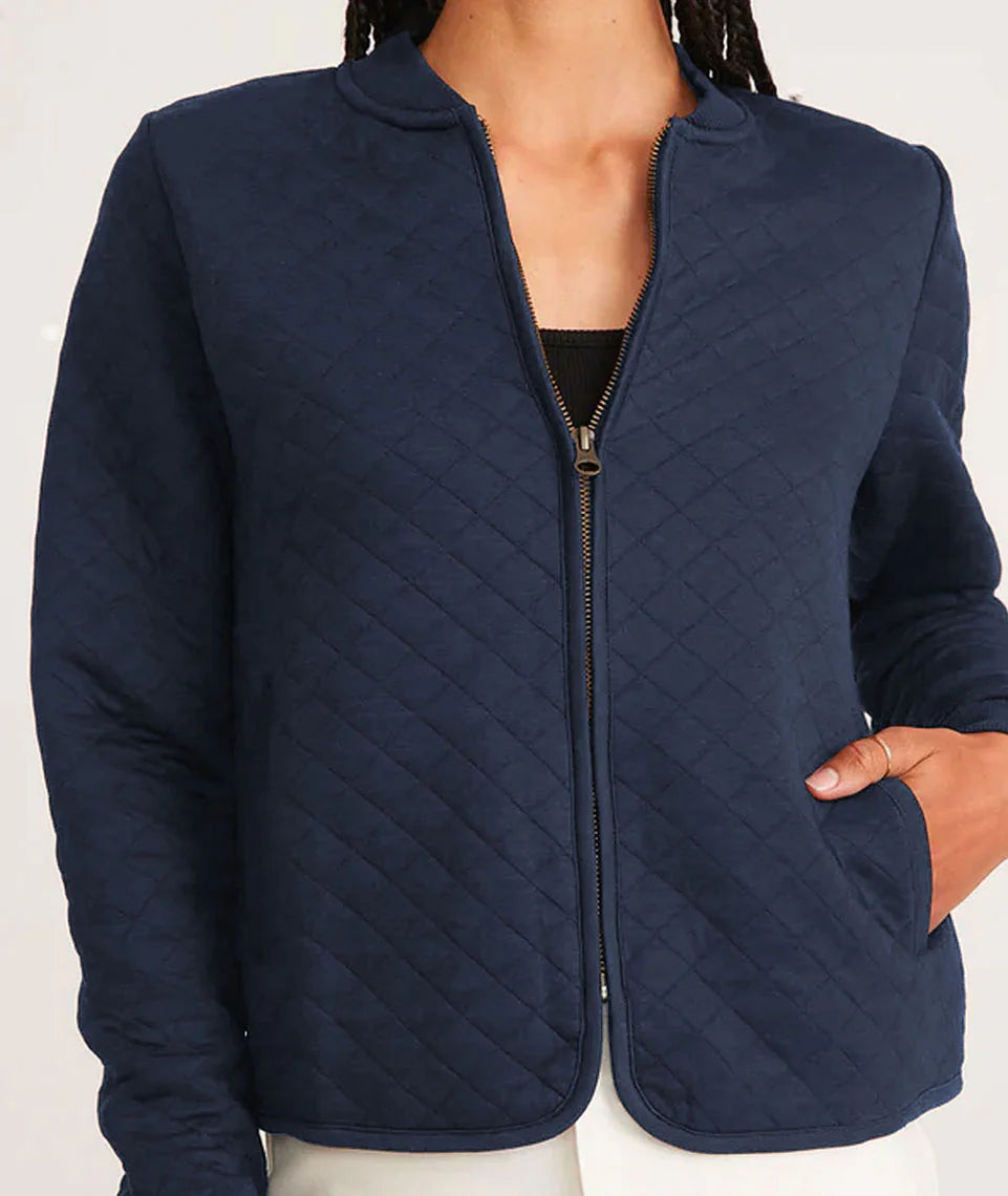 Corbet Quilted Bomber - Navy Heather