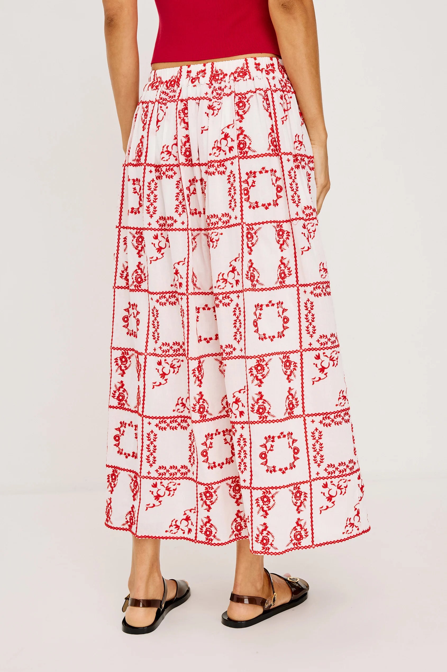 Dax Skirt - Ivory Red Handkerchief