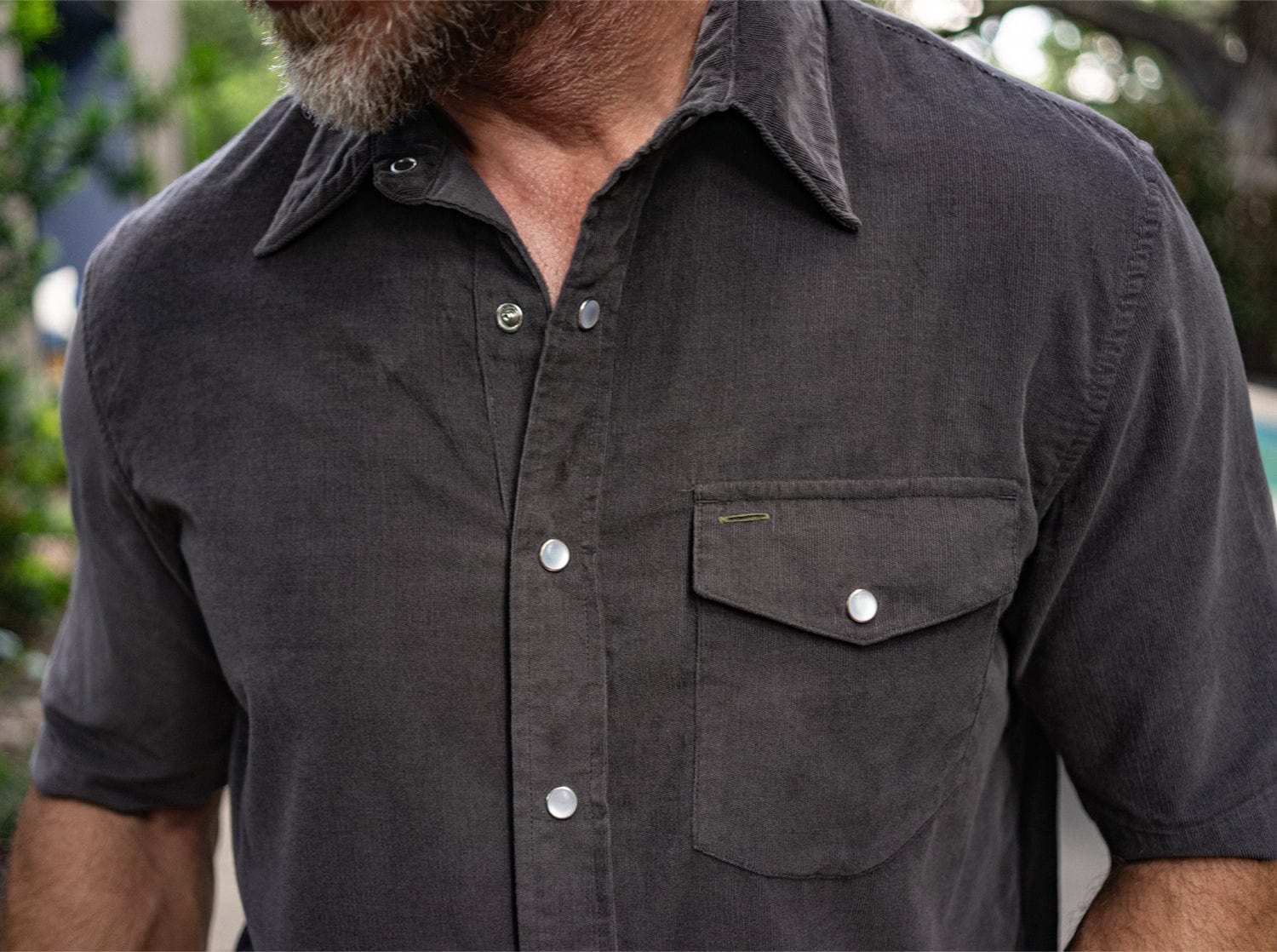 Short Sleeve Corduroy Pearl Snap - Iron Horse