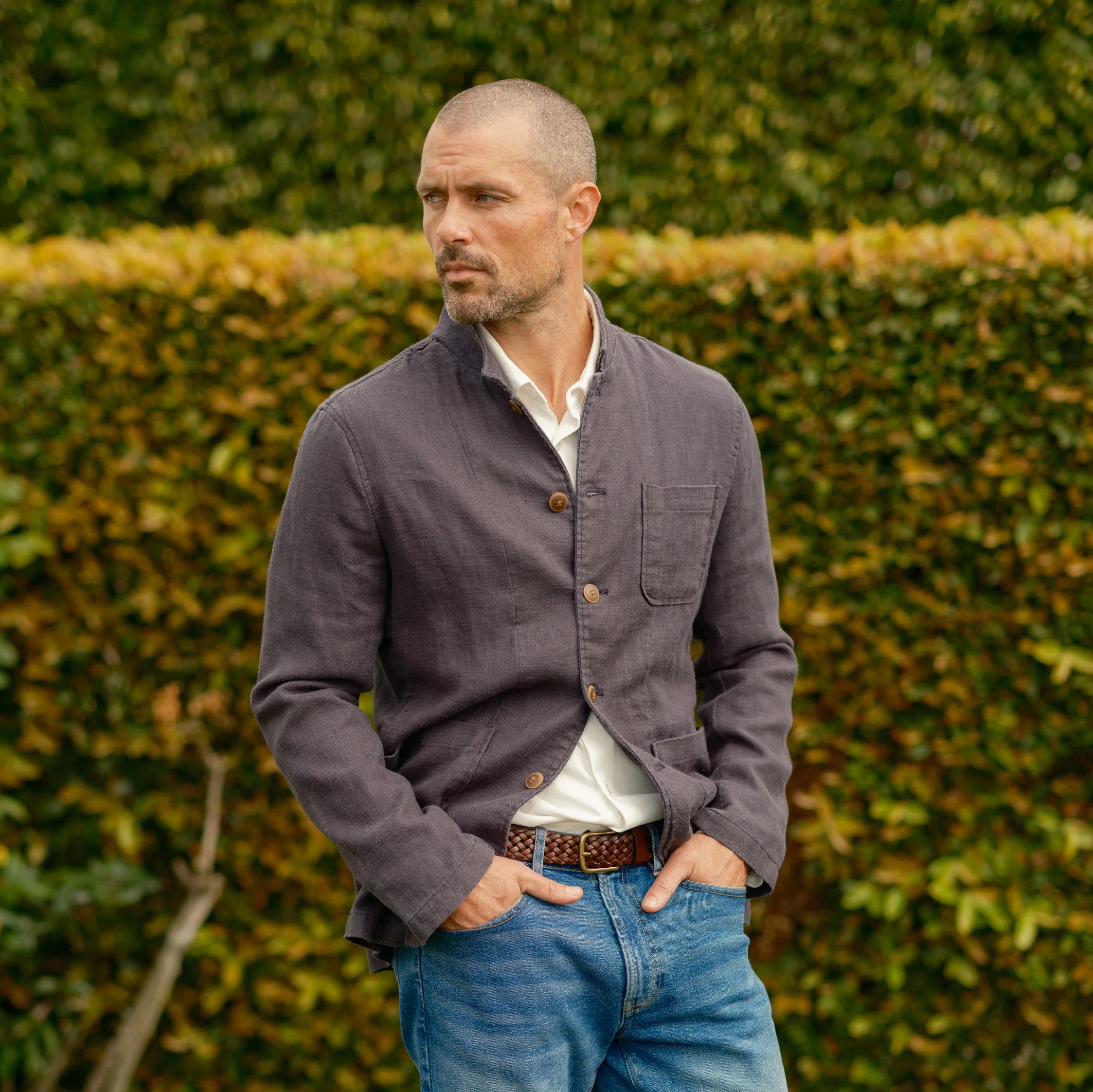 Nelson Ramie Stand Up Collar Jacket