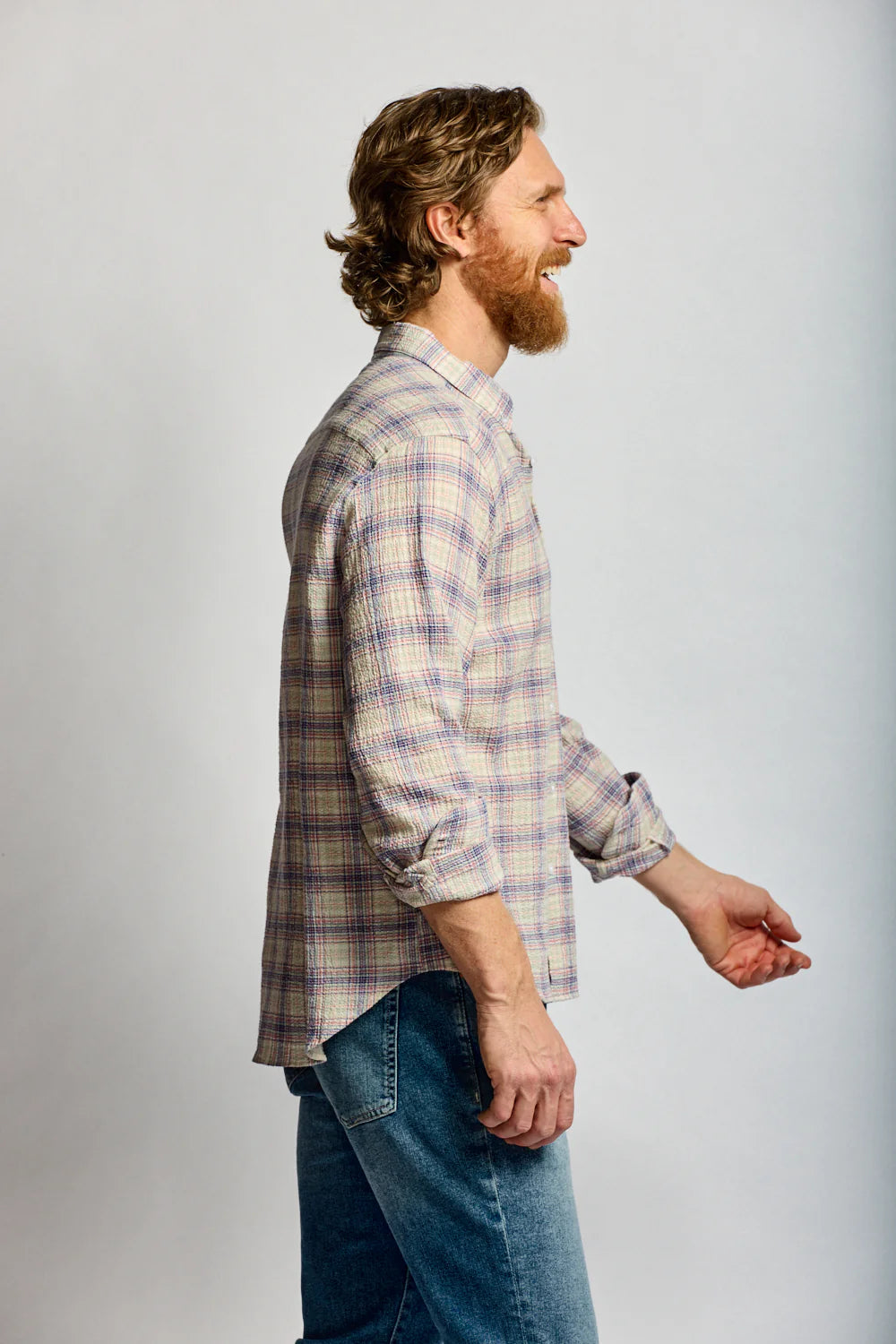 Crinkle Plaid Button Down - Carousel