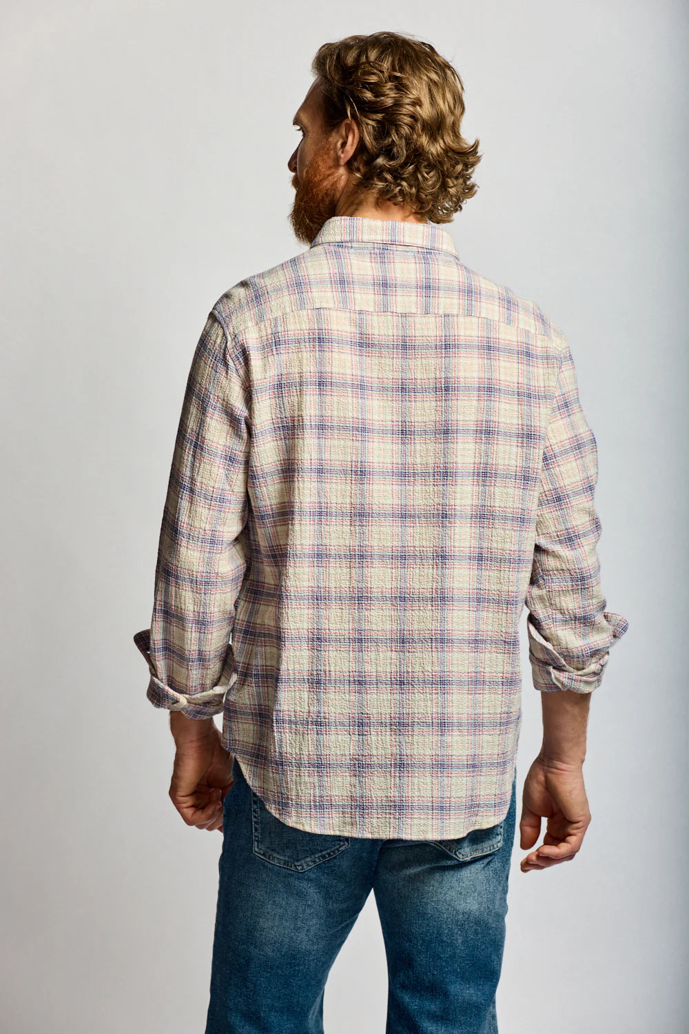 Crinkle Plaid Button Down - Carousel