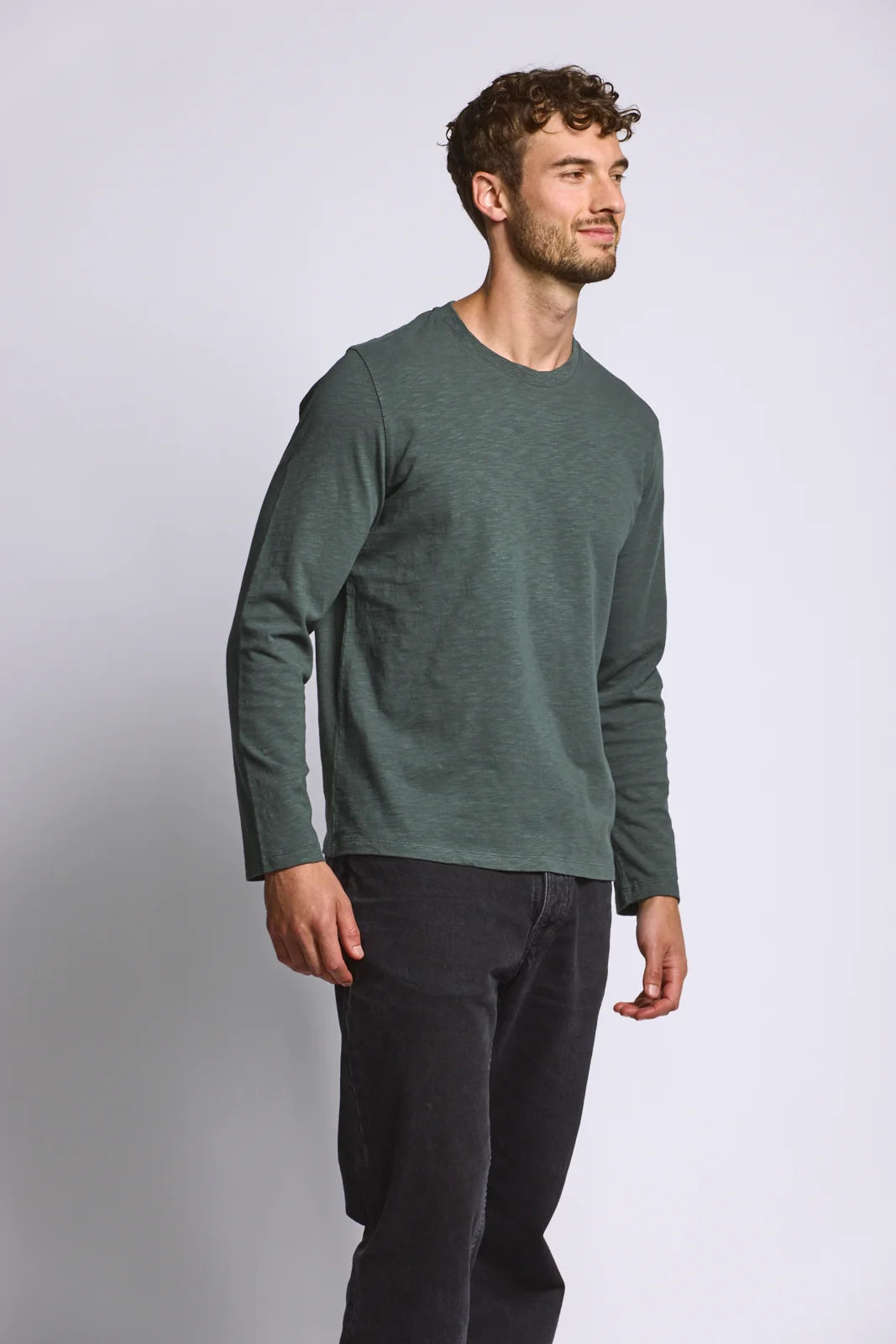 Long Sleeve Slub Cotton T-Shirt - Shadow
