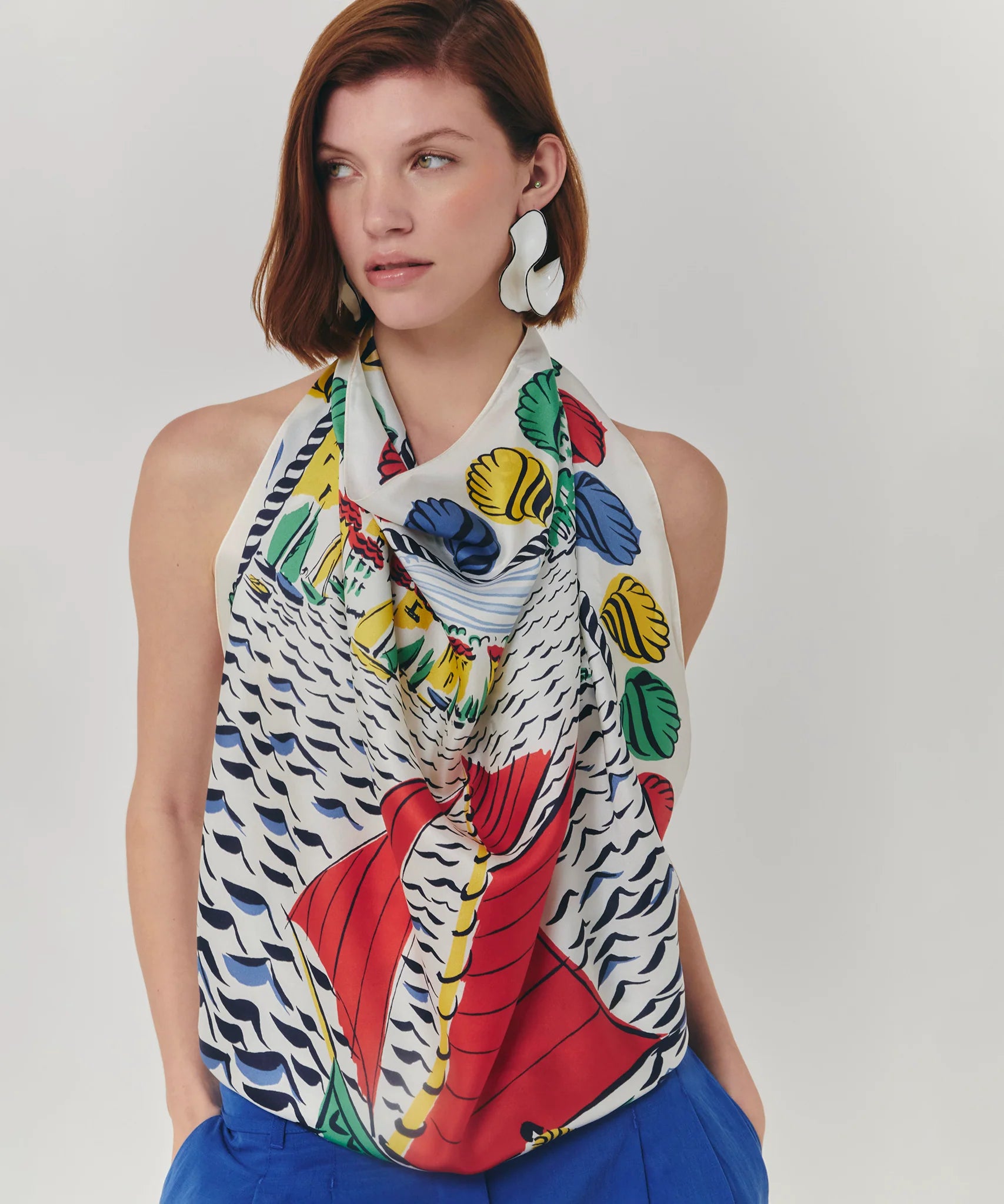 Sail Away 35" Silk Square Scarf - Multi