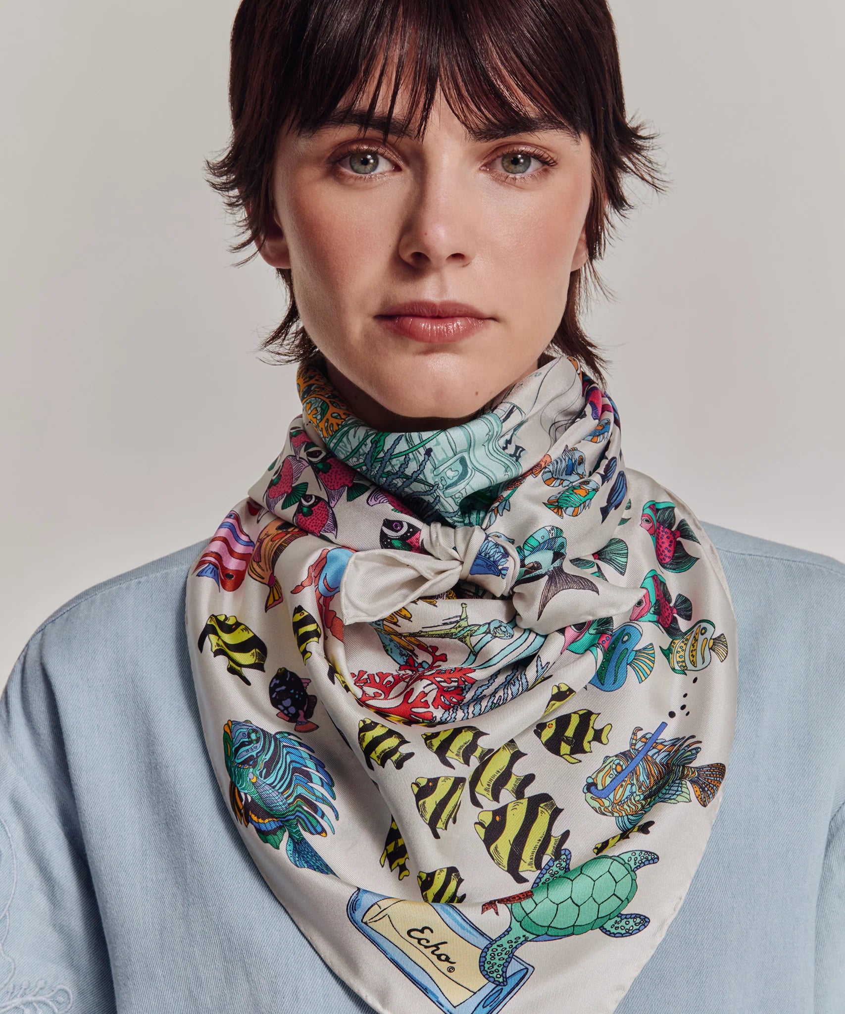 Lost At Sea 35" Silk Square Scarf - Multi