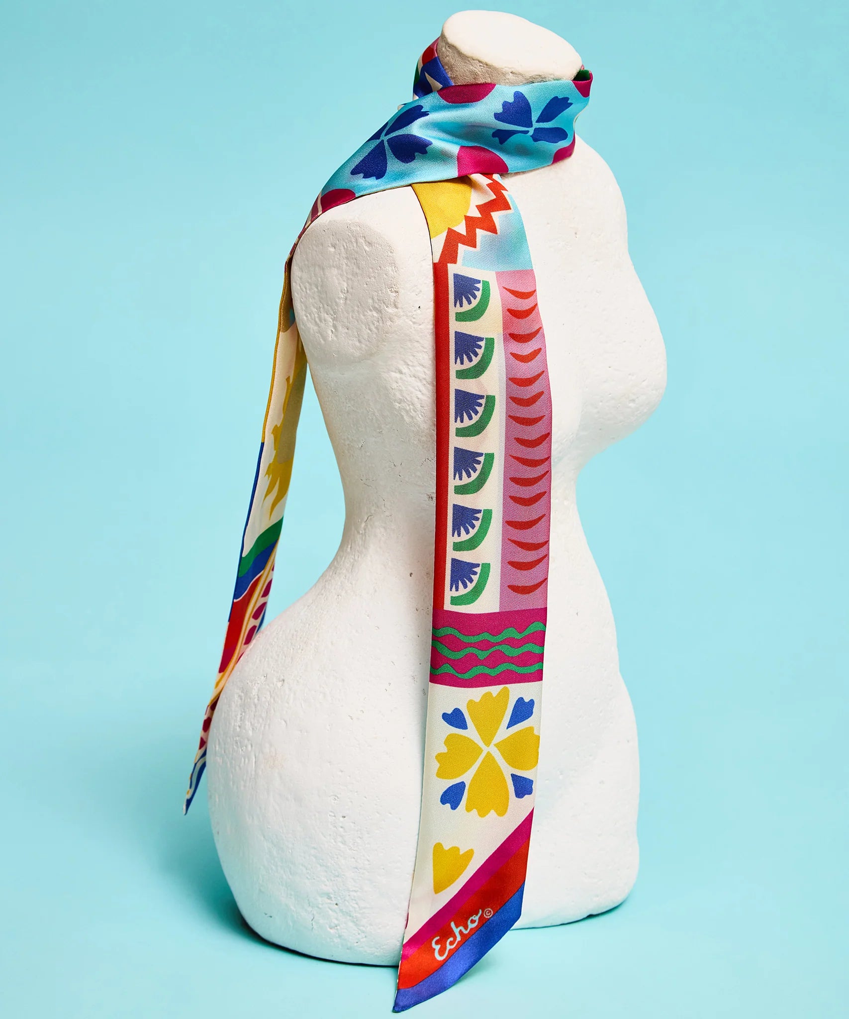 Coastal Collage Silk Ribbon Scarf - Multi