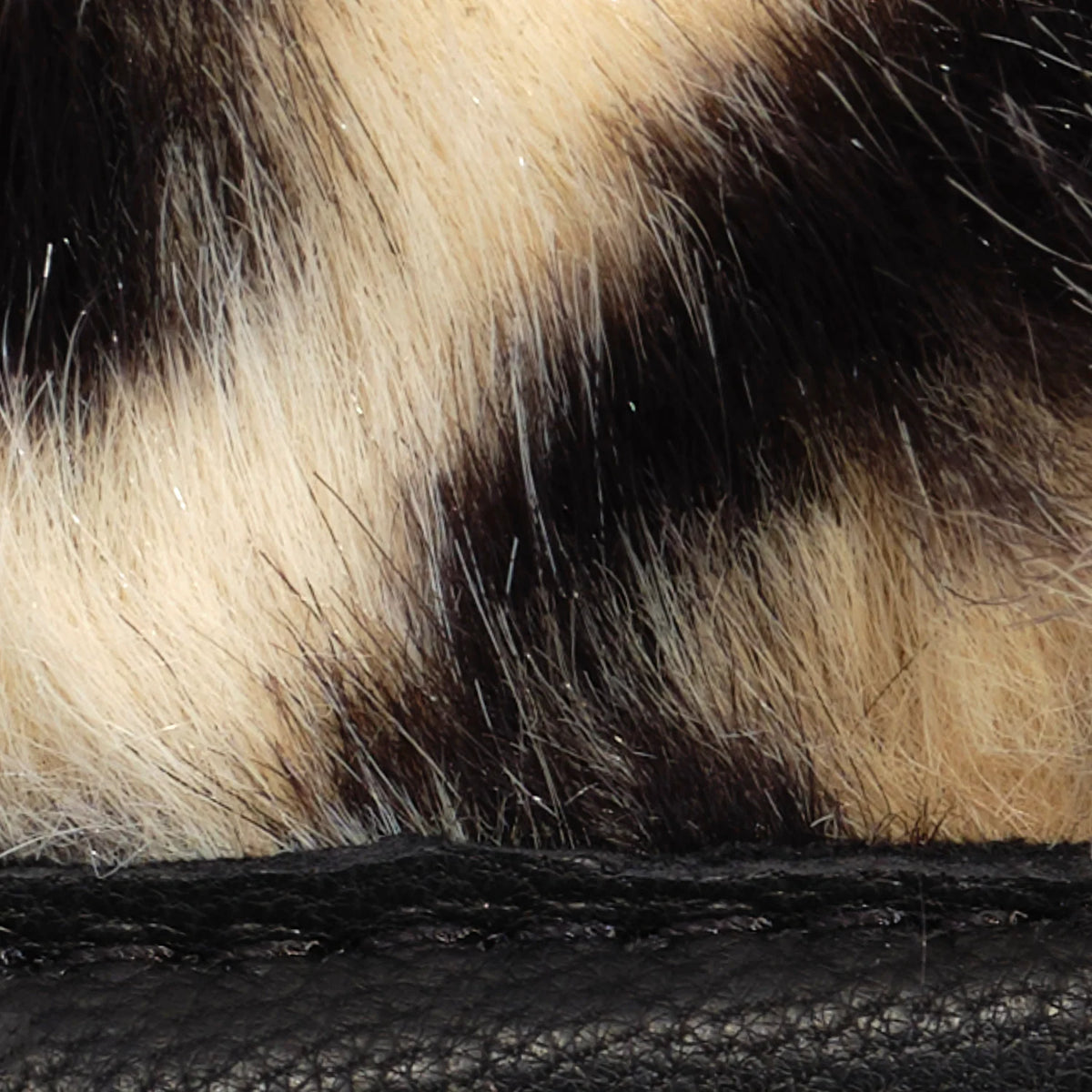 Leopard Faux Fur Leather Glove - Black