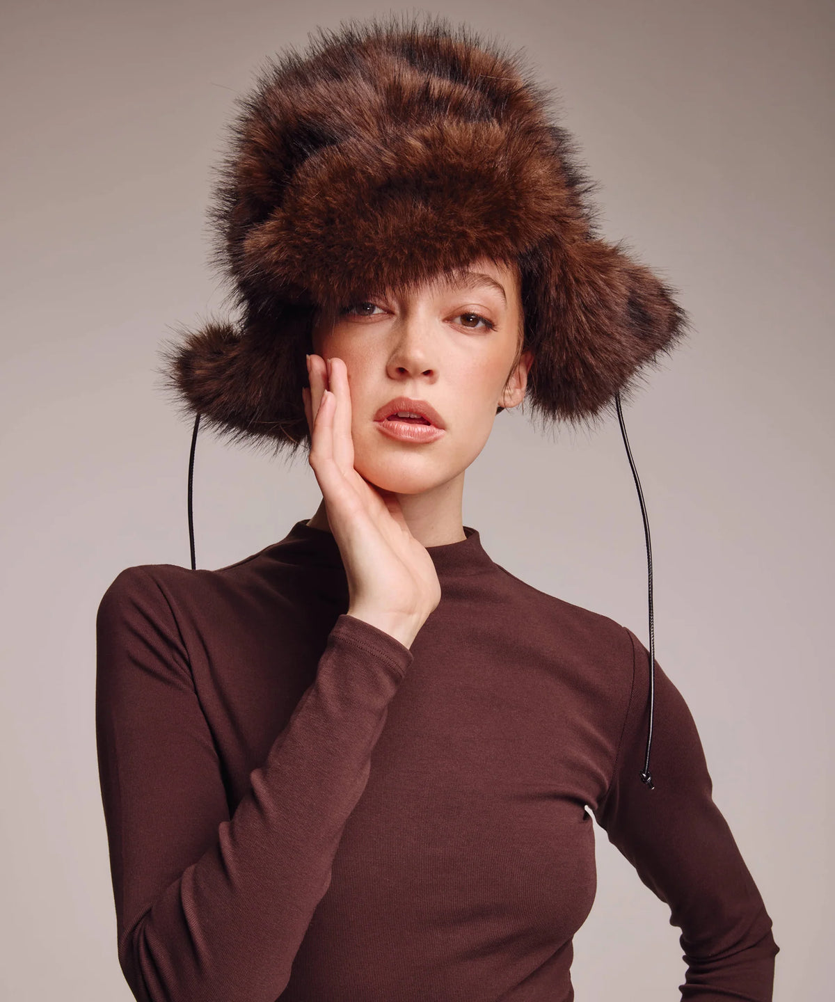 Faux Fur Trapper - Brown