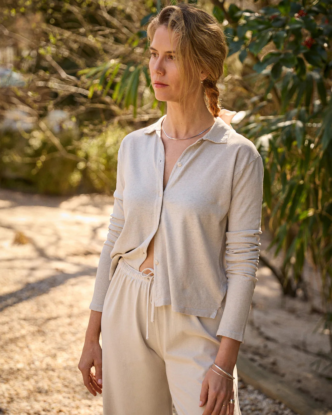Women's Long Sleeve Knit Ola Shirt - Bone