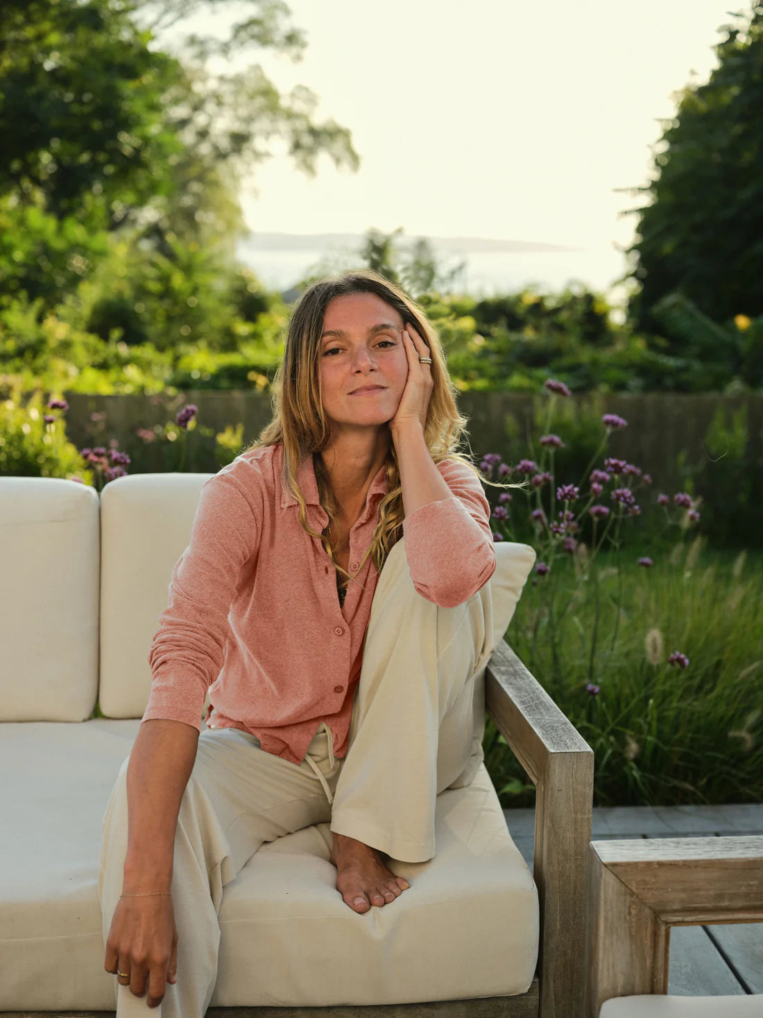 Women's Long Sleeve Knit Ola Shirt - Rose