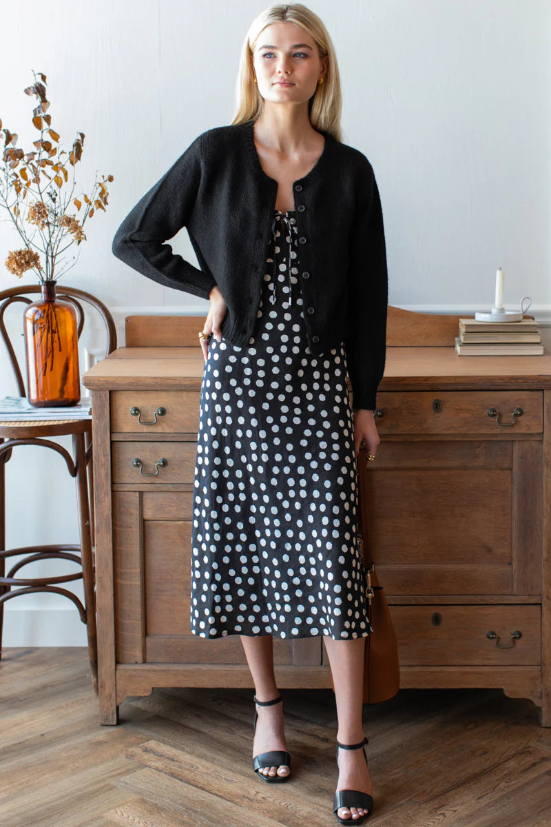 Amy Bias Sundress - Large Dots Parisian Night + Ivory