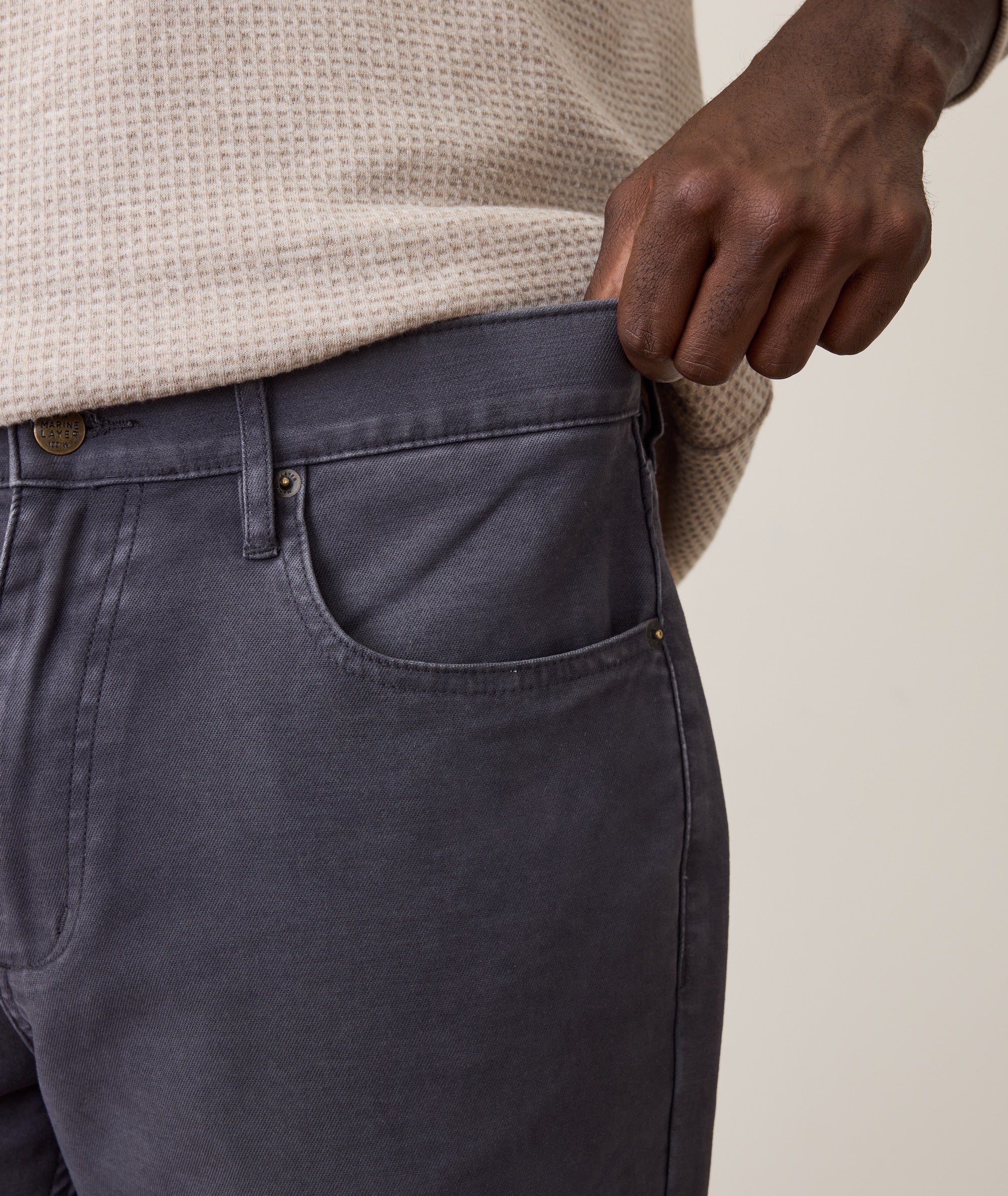 Flex Terry Slim Straight Pant - Faded Navy