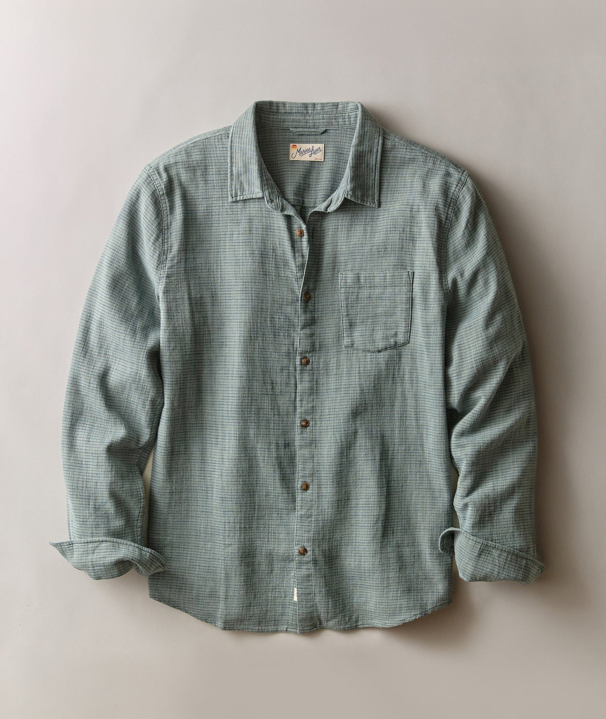 Stretch Selvage Long Sleeve Shirt - Balsam Mini Stripe