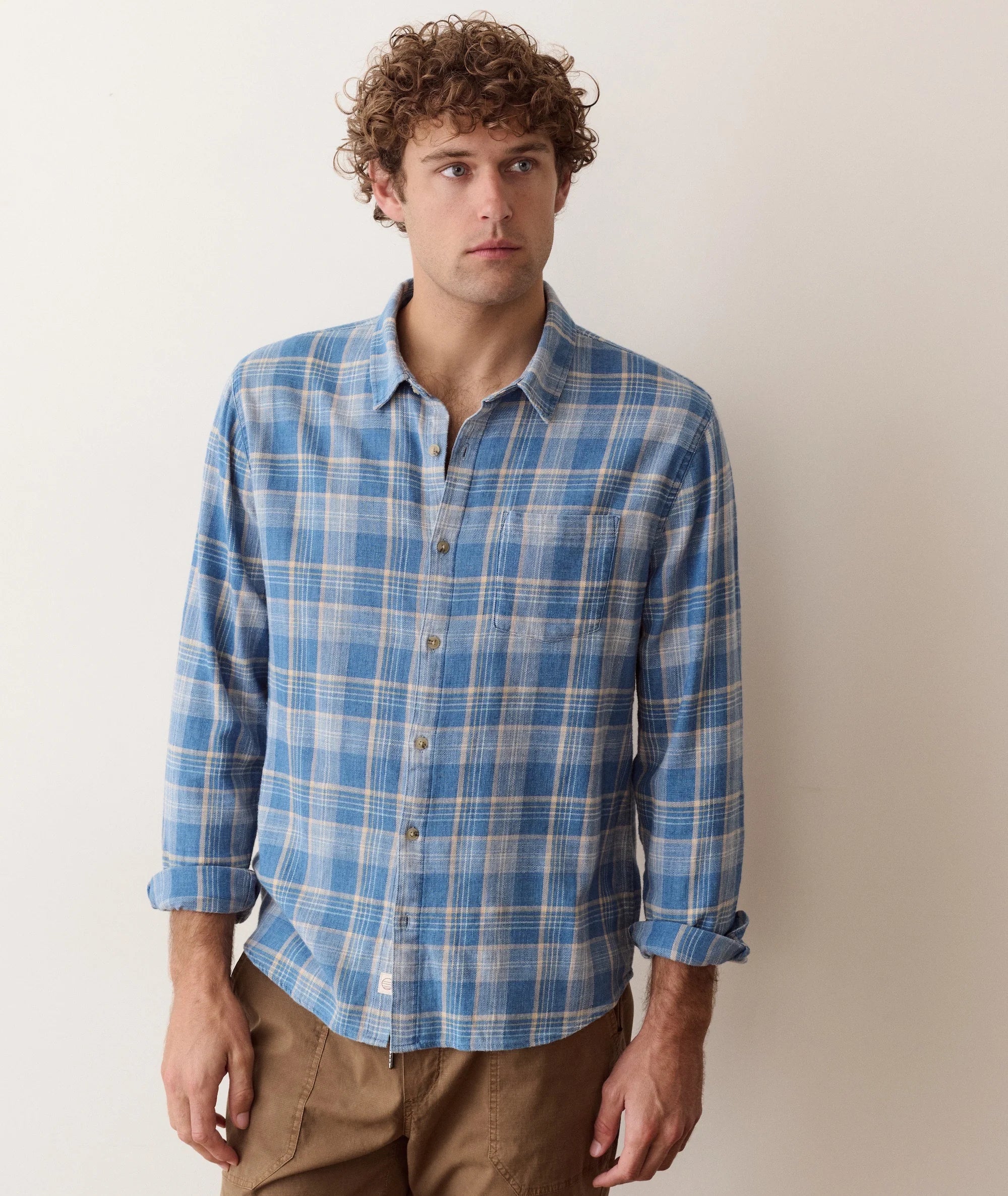 Classic Stretch Selvage Shirt - Blue Indigo Plaid