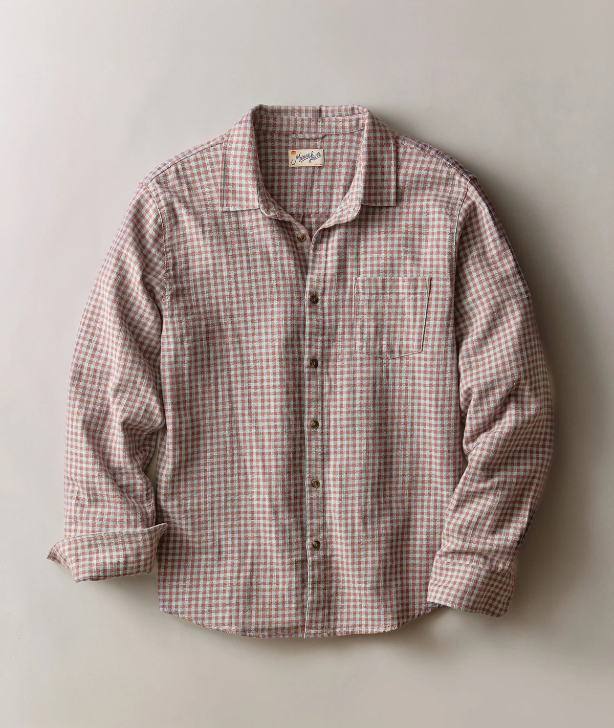 Stretch Selvage Long Sleeve Shirt - Burgundy/Blue Gingham