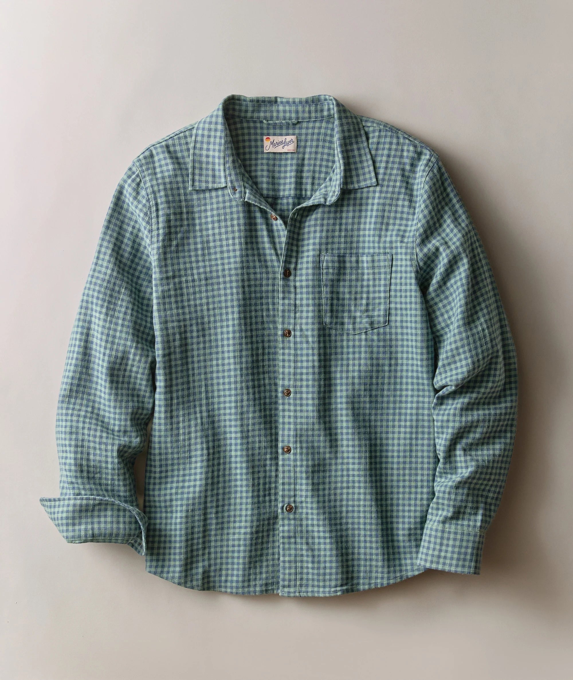 Classic Stretch Selvage Shirt - Green/Navy Gingham
