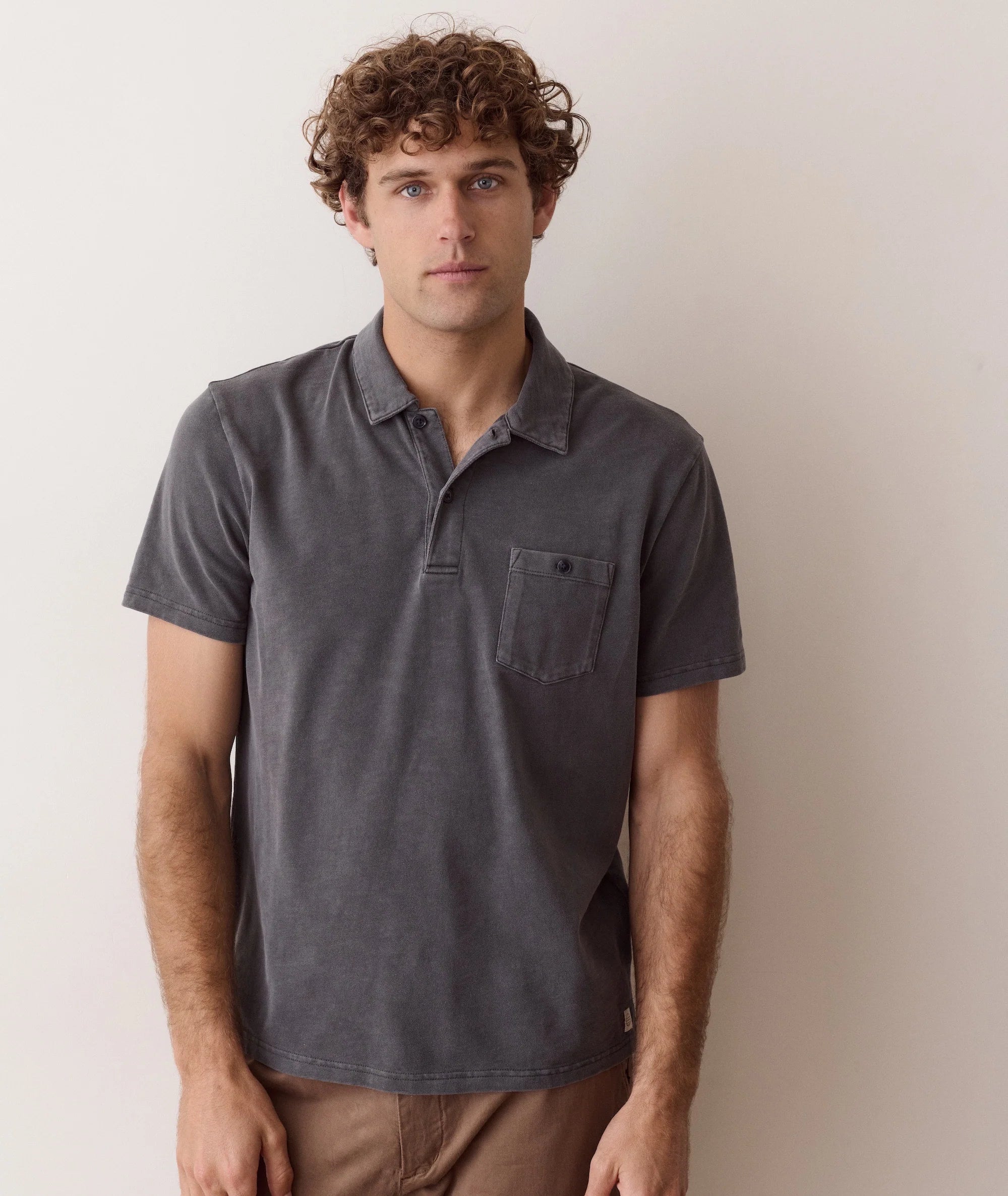 Luxe Slub Pocket Polo - Asphalt