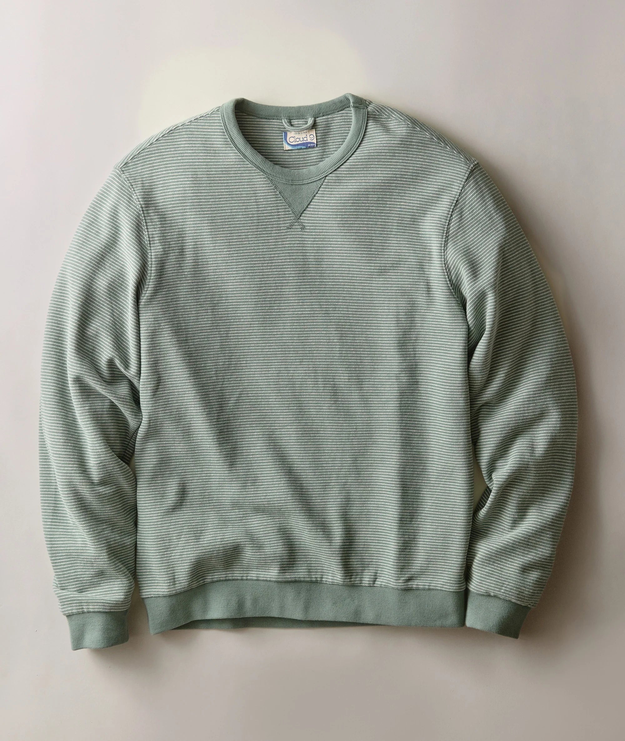 Relaxed Cloud 9 Terry Crewneck - Balsam Green Stripe
