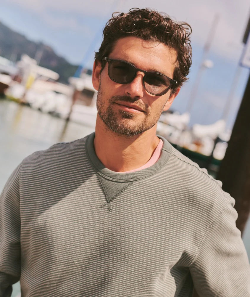 Relaxed Cloud 9 Terry Crewneck - Balsam Green Stripe