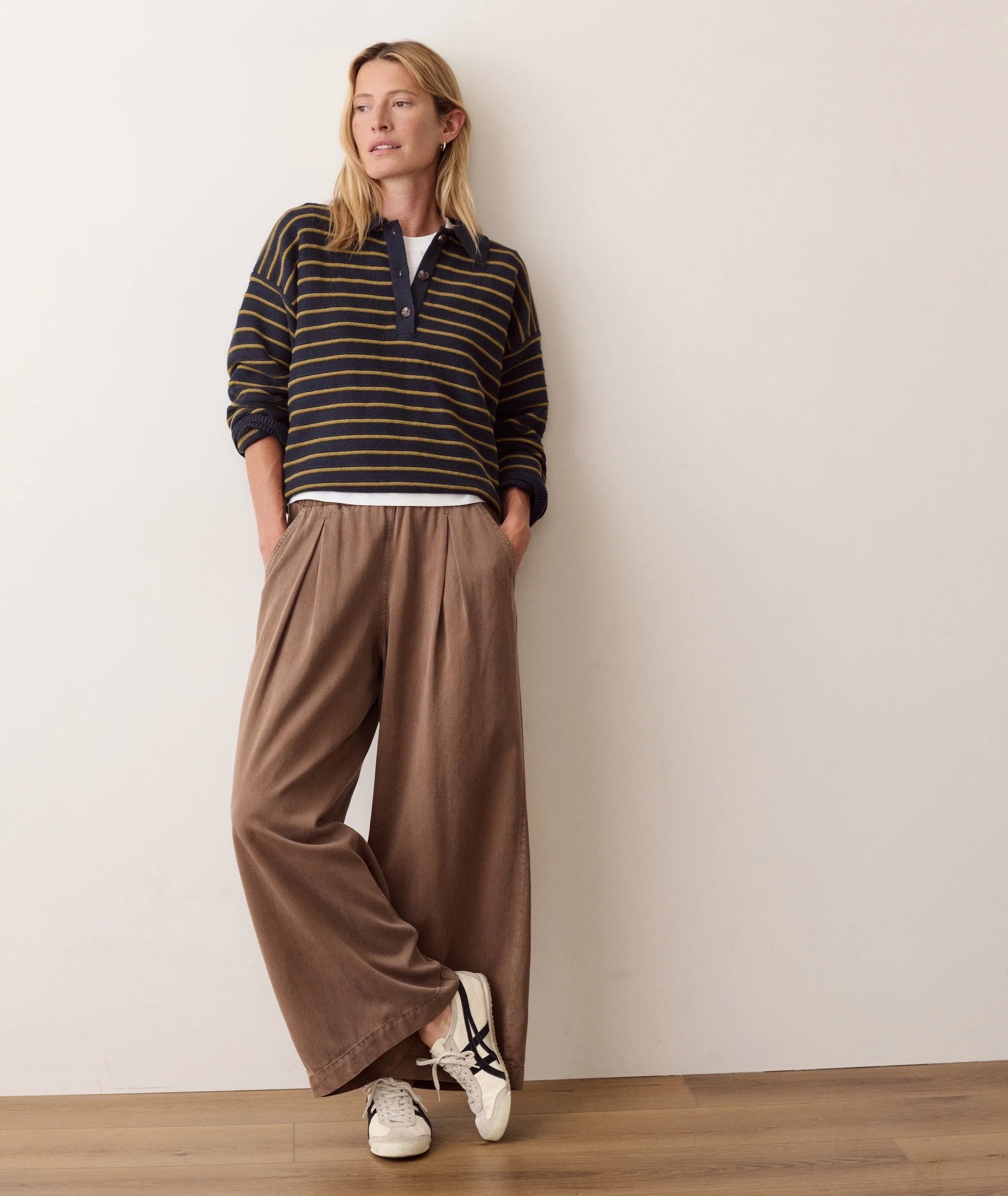 Allison Pleated Wide Leg Trouser - Java
