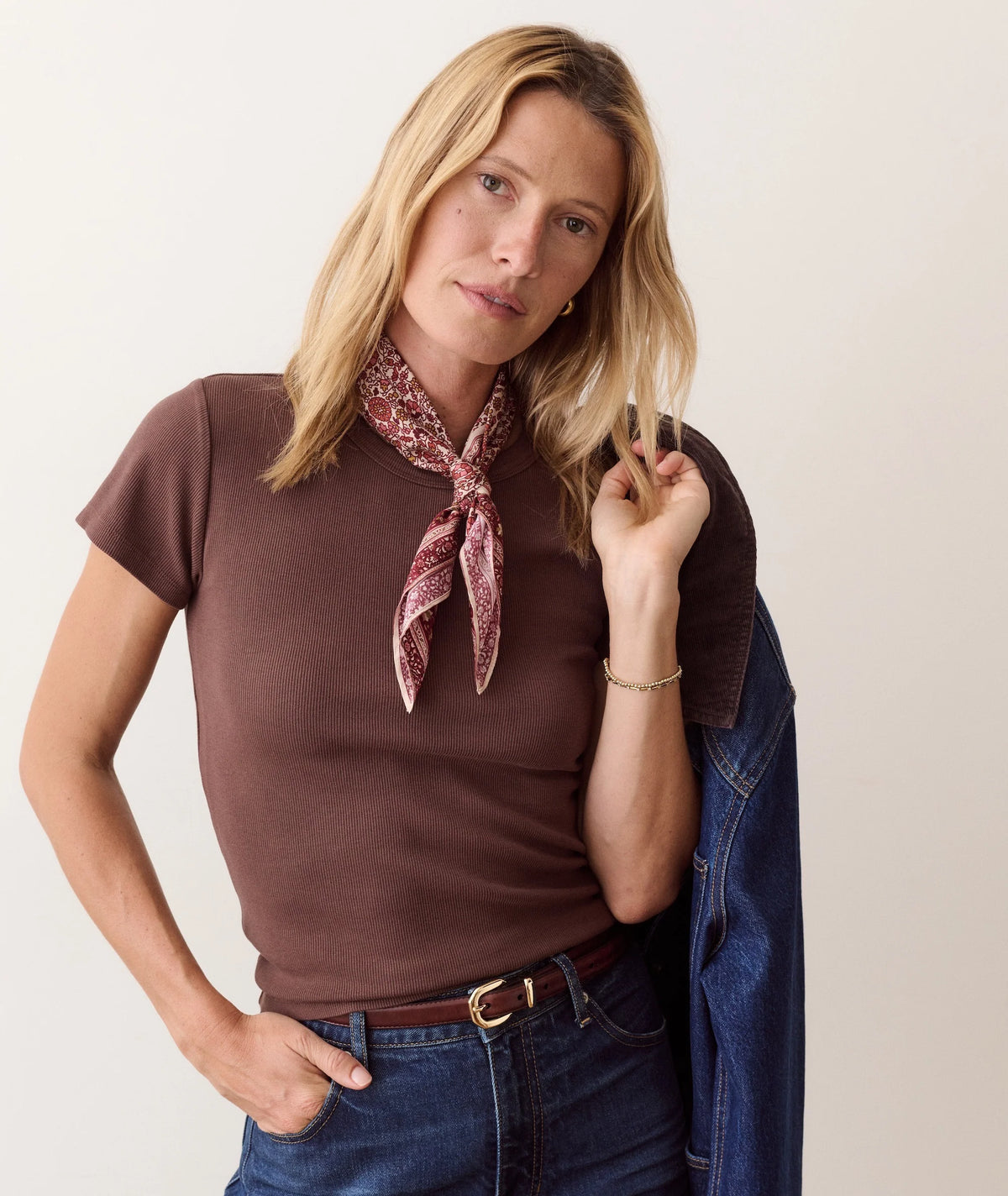 Lexi Rib Sun-In Crew Tee - Chocolate