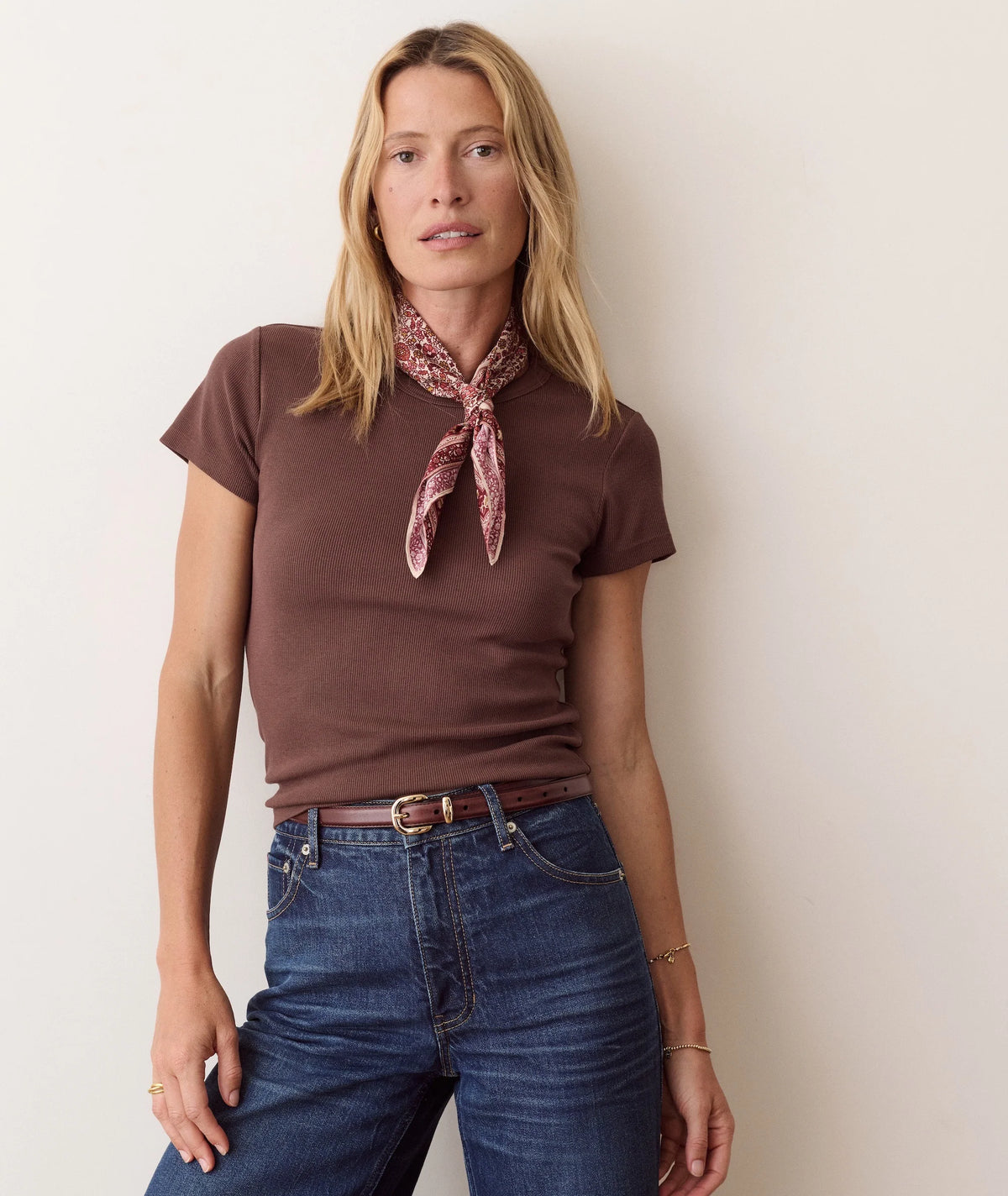 Lexi Rib Sun-In Crew Tee - Chocolate