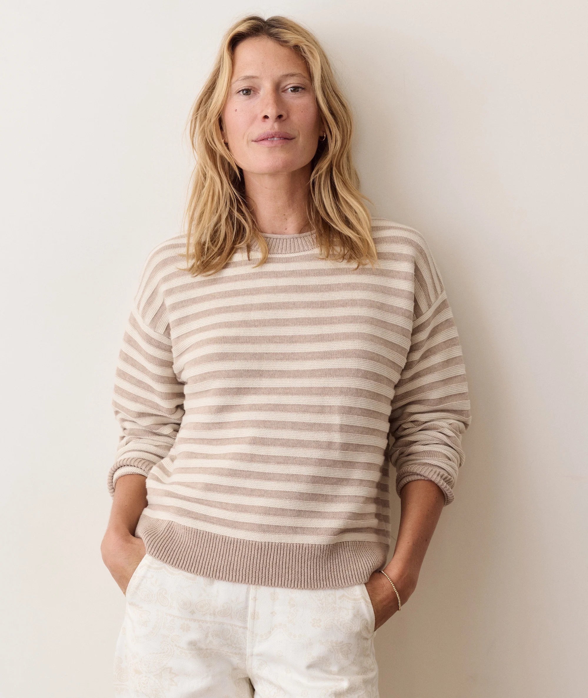 Suki Crewneck Sweater - Oatmeal Stripe