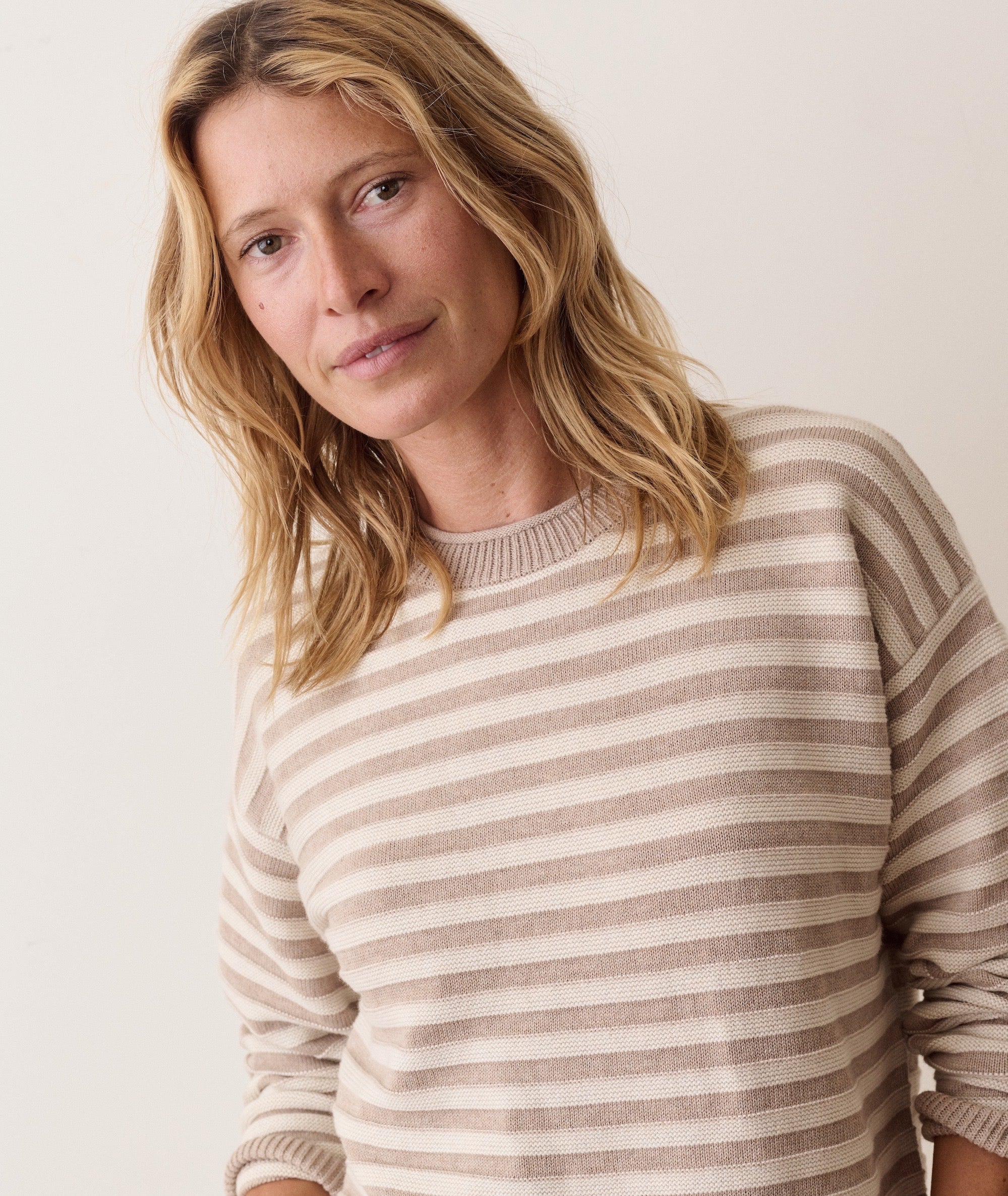 Suki Crewneck Sweater - Oatmeal Stripe