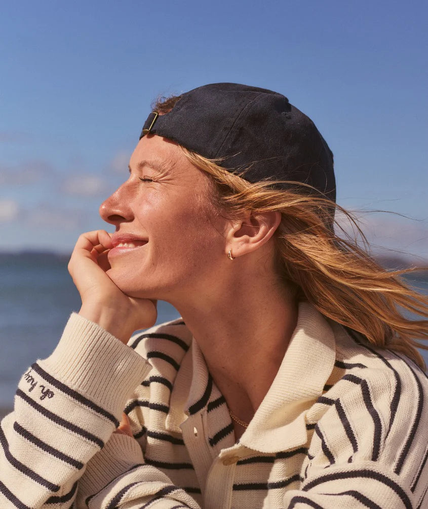 Valerie Polo Sweater - Cream & Twilight Stripe