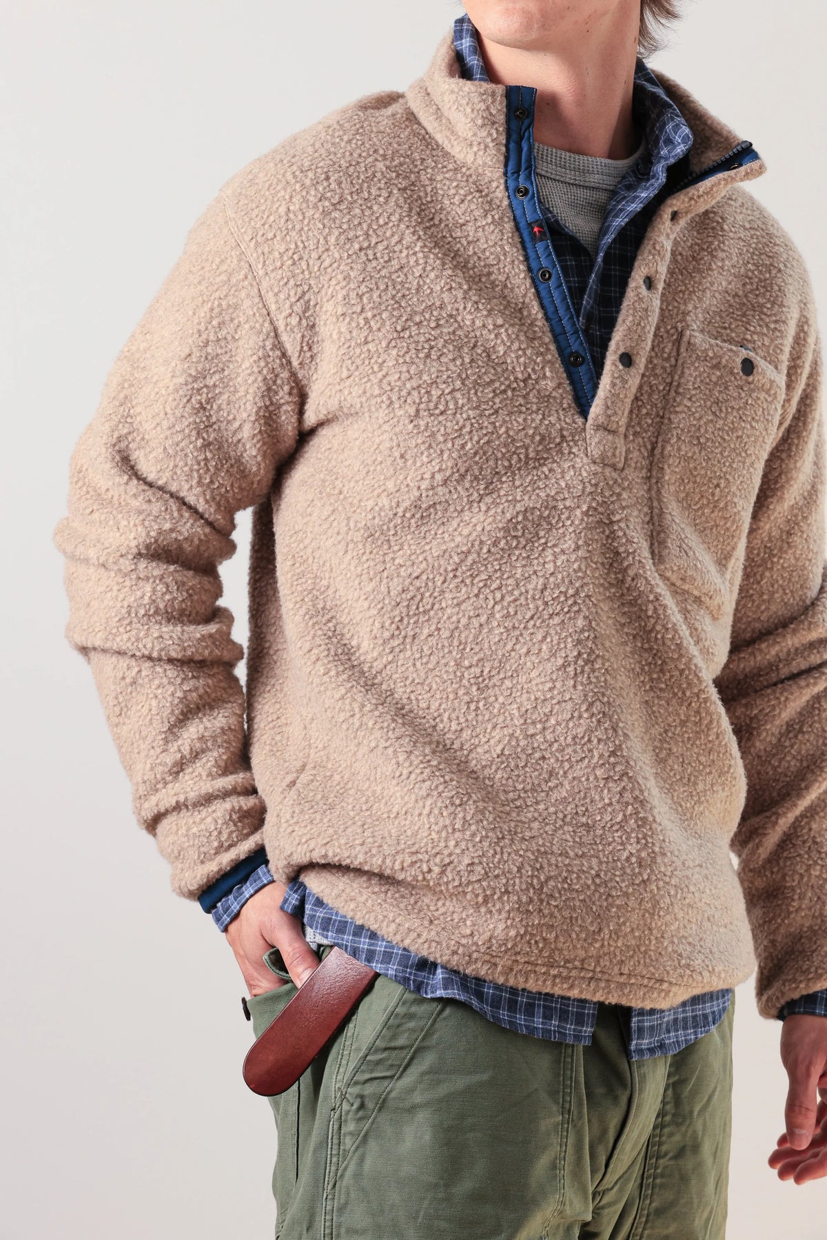 Wooly Shag Snap Zip - Dark Biscuit