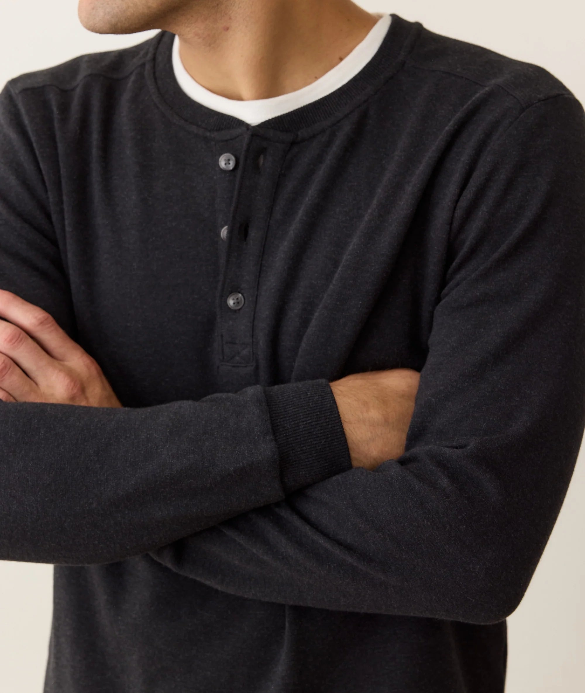 Pacifica Stretch Henley - Charcoal
