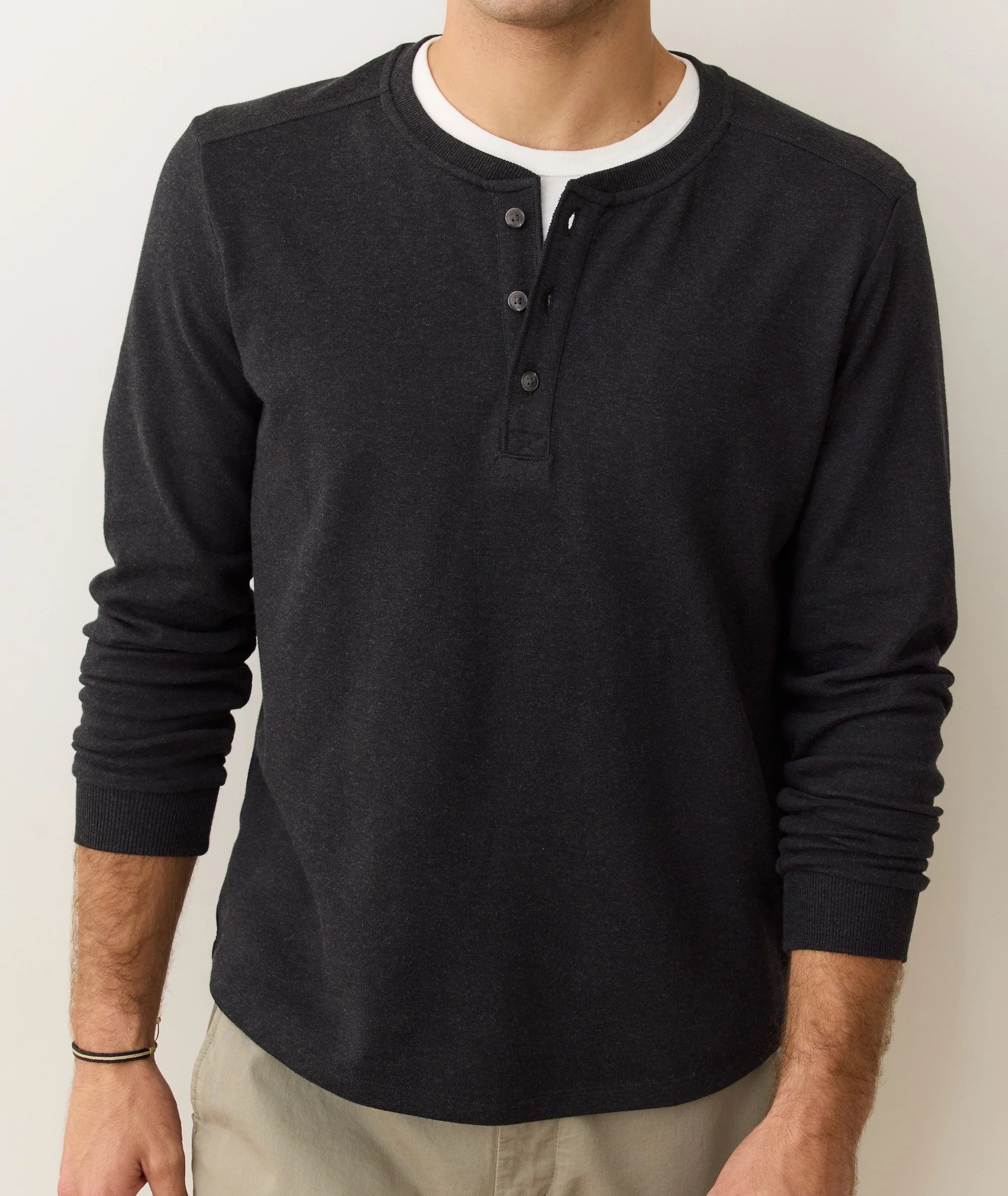 Pacifica Stretch Henley - Charcoal