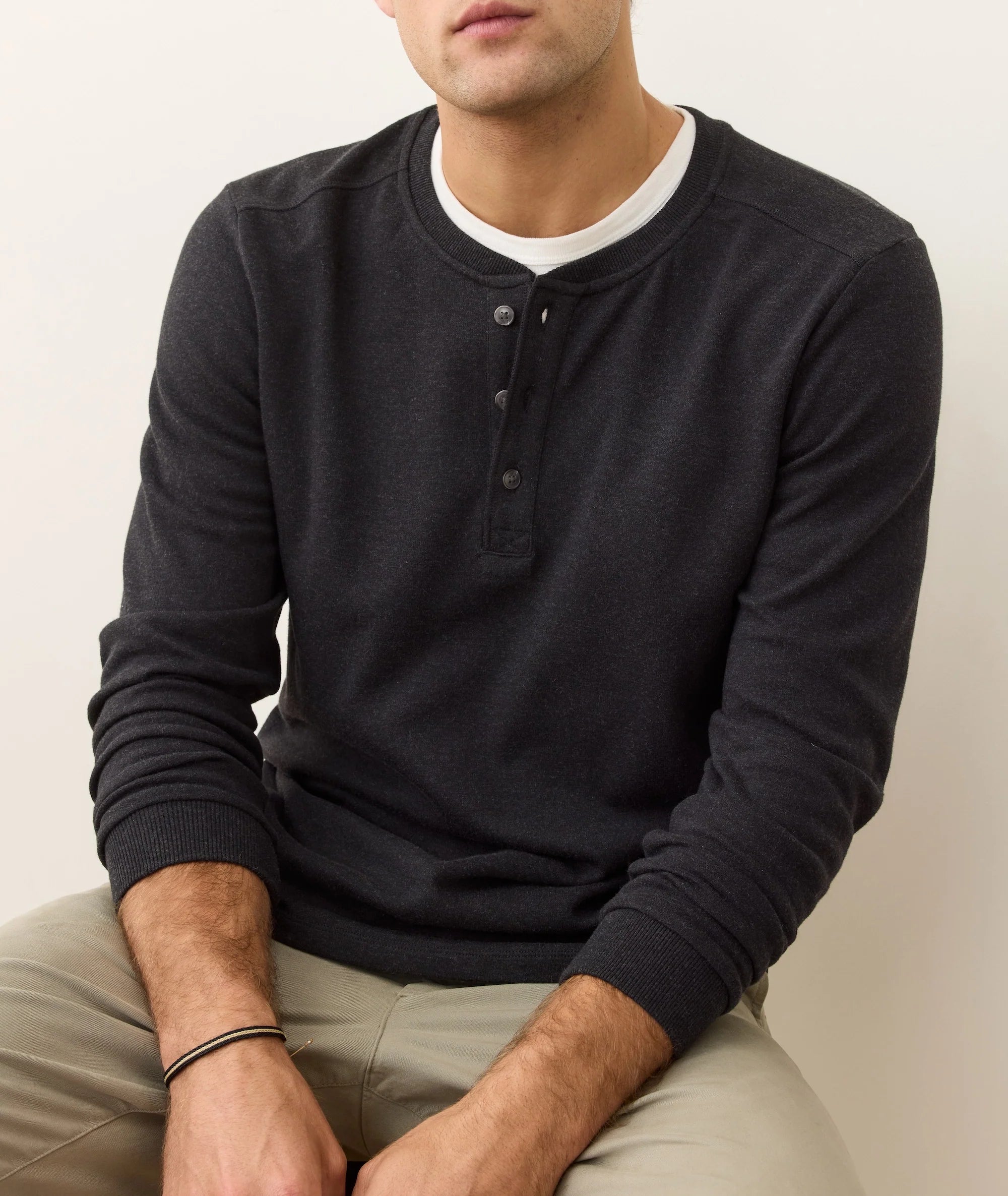 Pacifica Stretch Henley - Charcoal