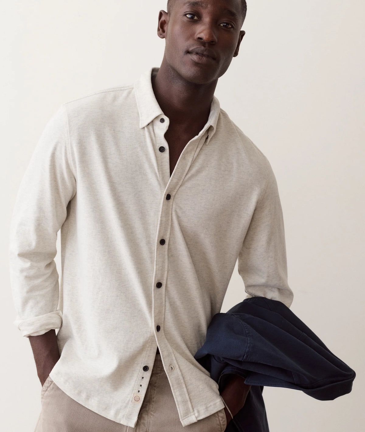 Luxe Jersey Shirt - Oatmeal Heather