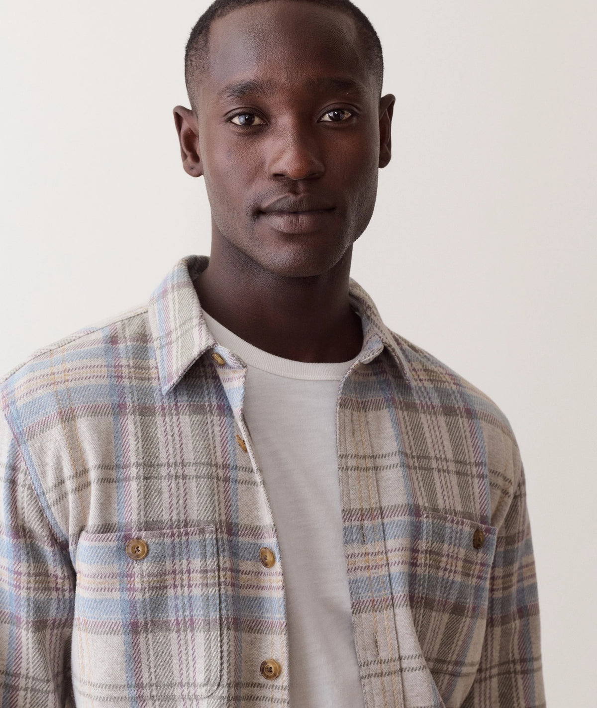 Pacifica Stretch Twill Overshirt - Grey Plaid