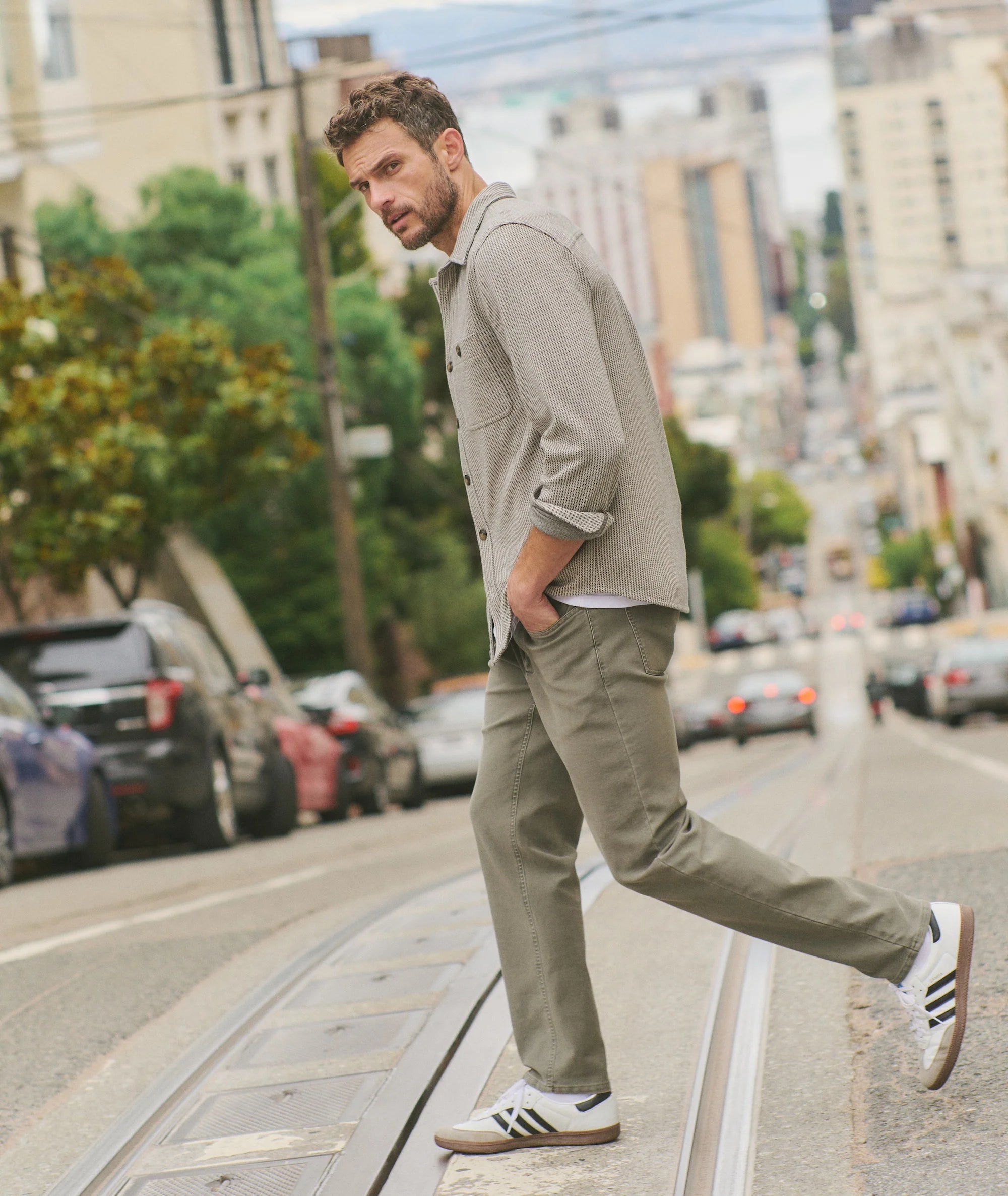 Flex Terry Slim Straight Pant - Olive