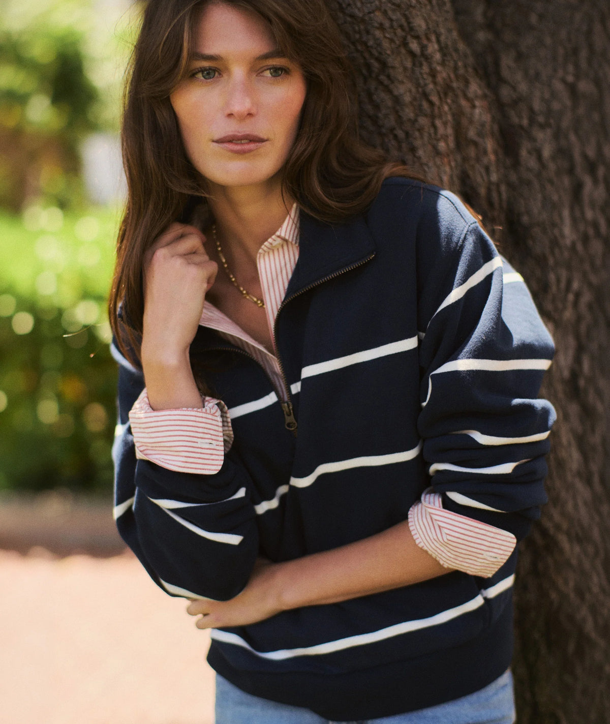 Cloud 9 Fleece Half Zip - Twilight & Cream Stripe