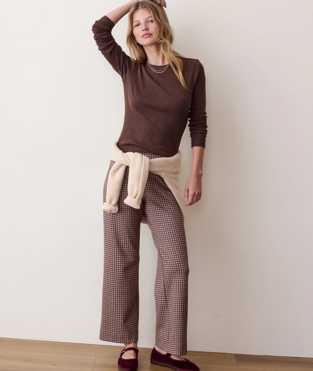 Mini Rib Long Sleeve Crew Tee - Chocolate