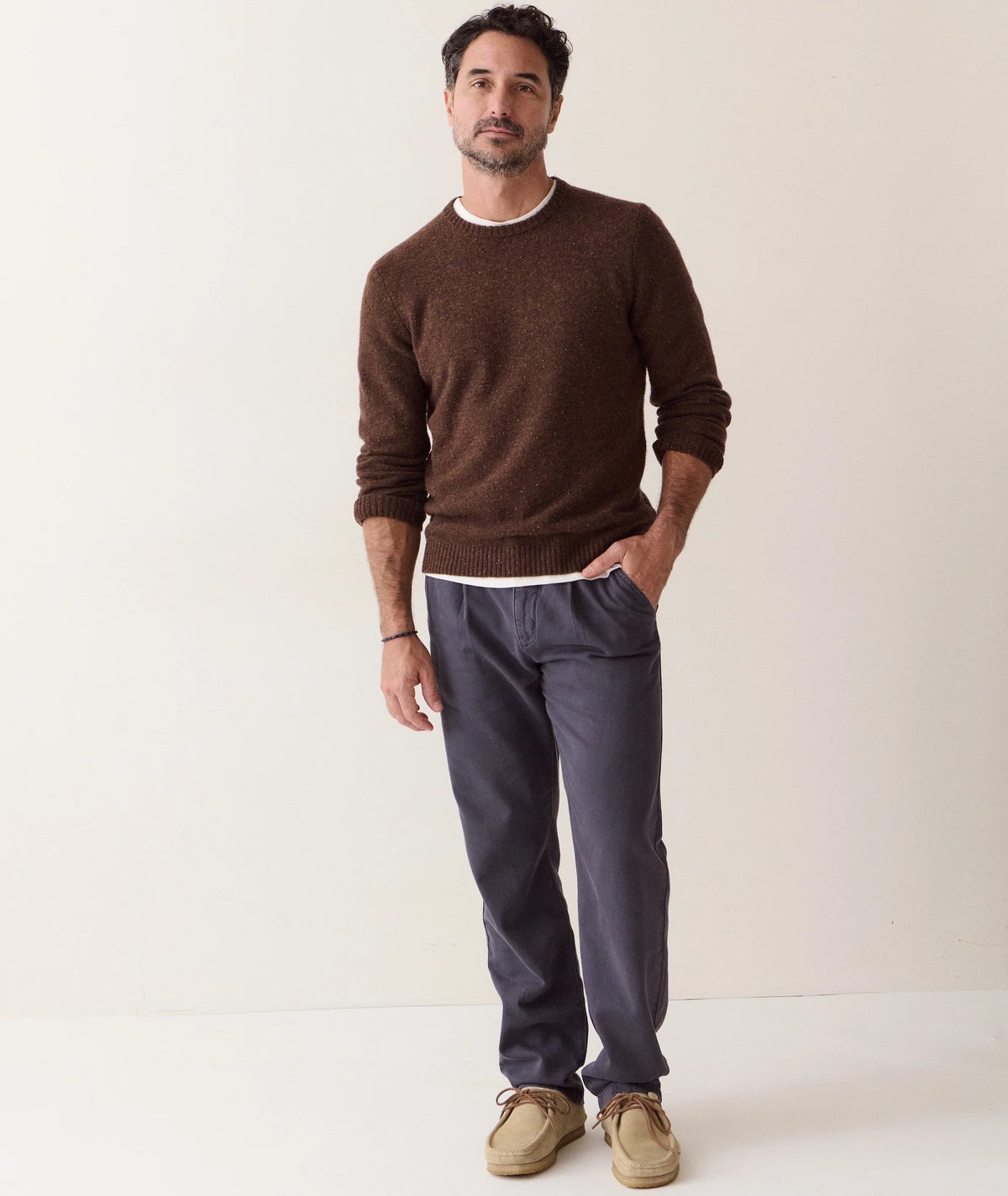 Coastal Merino Crewneck Sweater - Timber