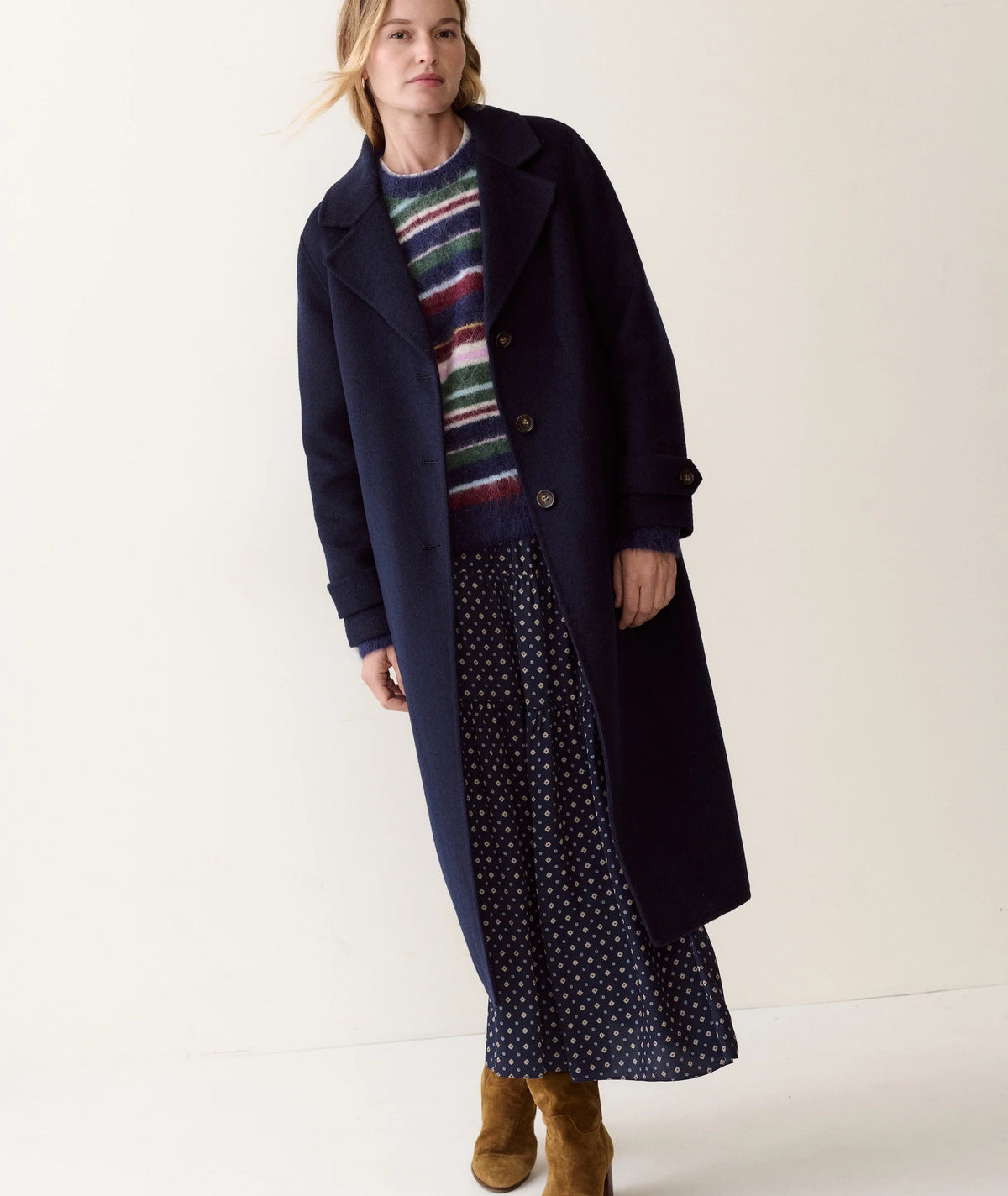 Colette Wool Topcoat - Navy Heather