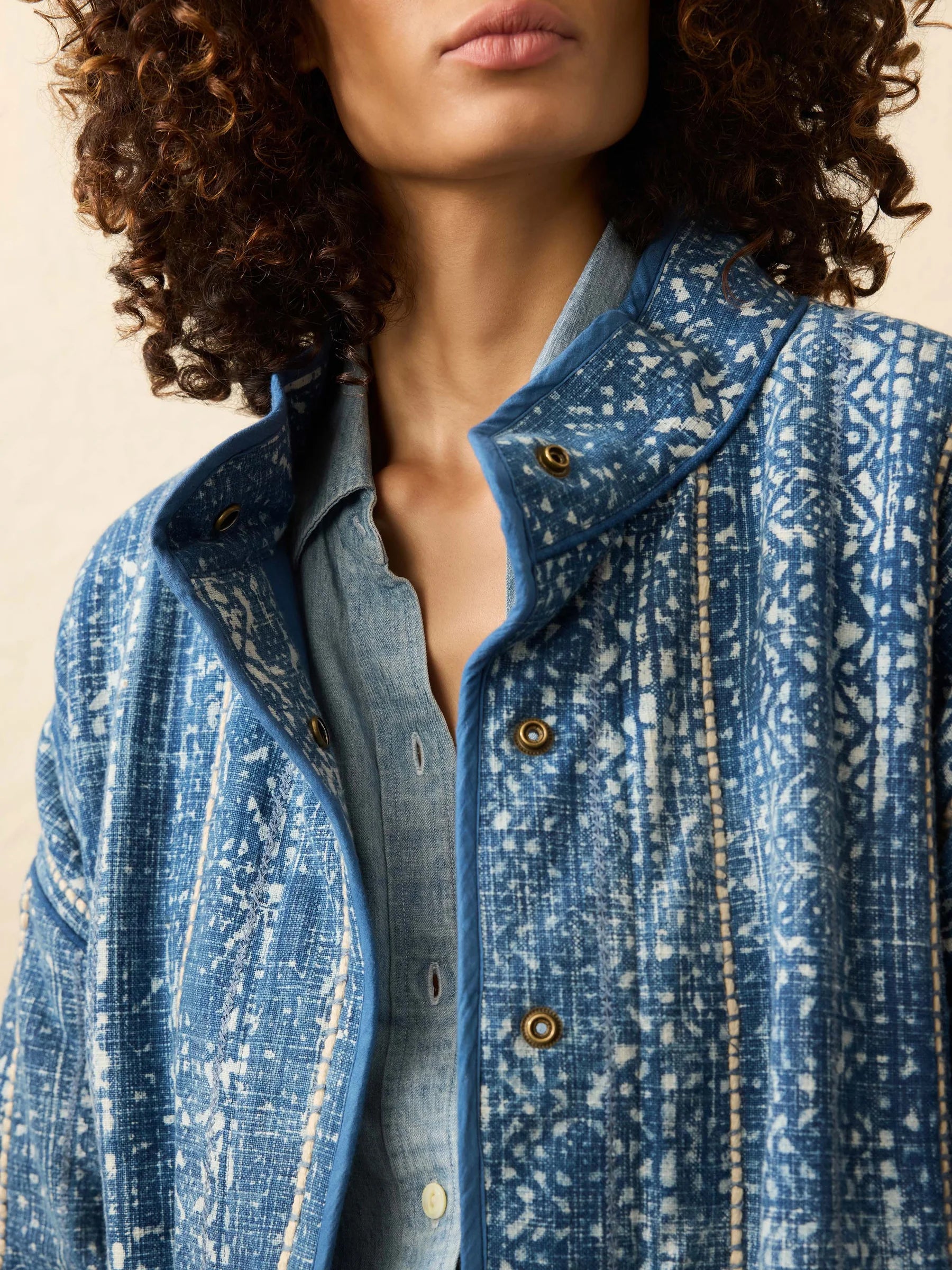 Indigo Quilted Patchwork Jacket