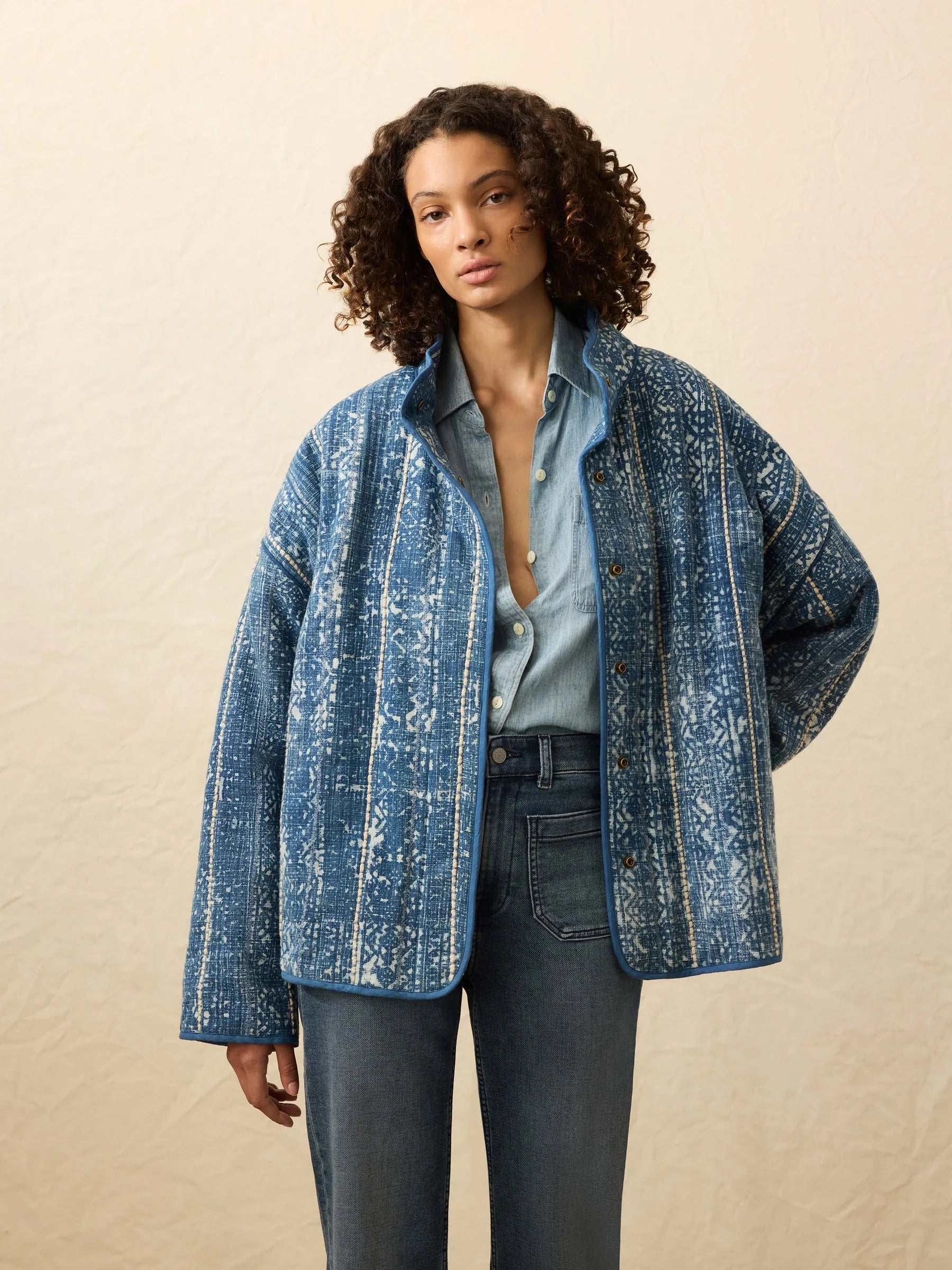 Indigo Quilted Patchwork Jacket