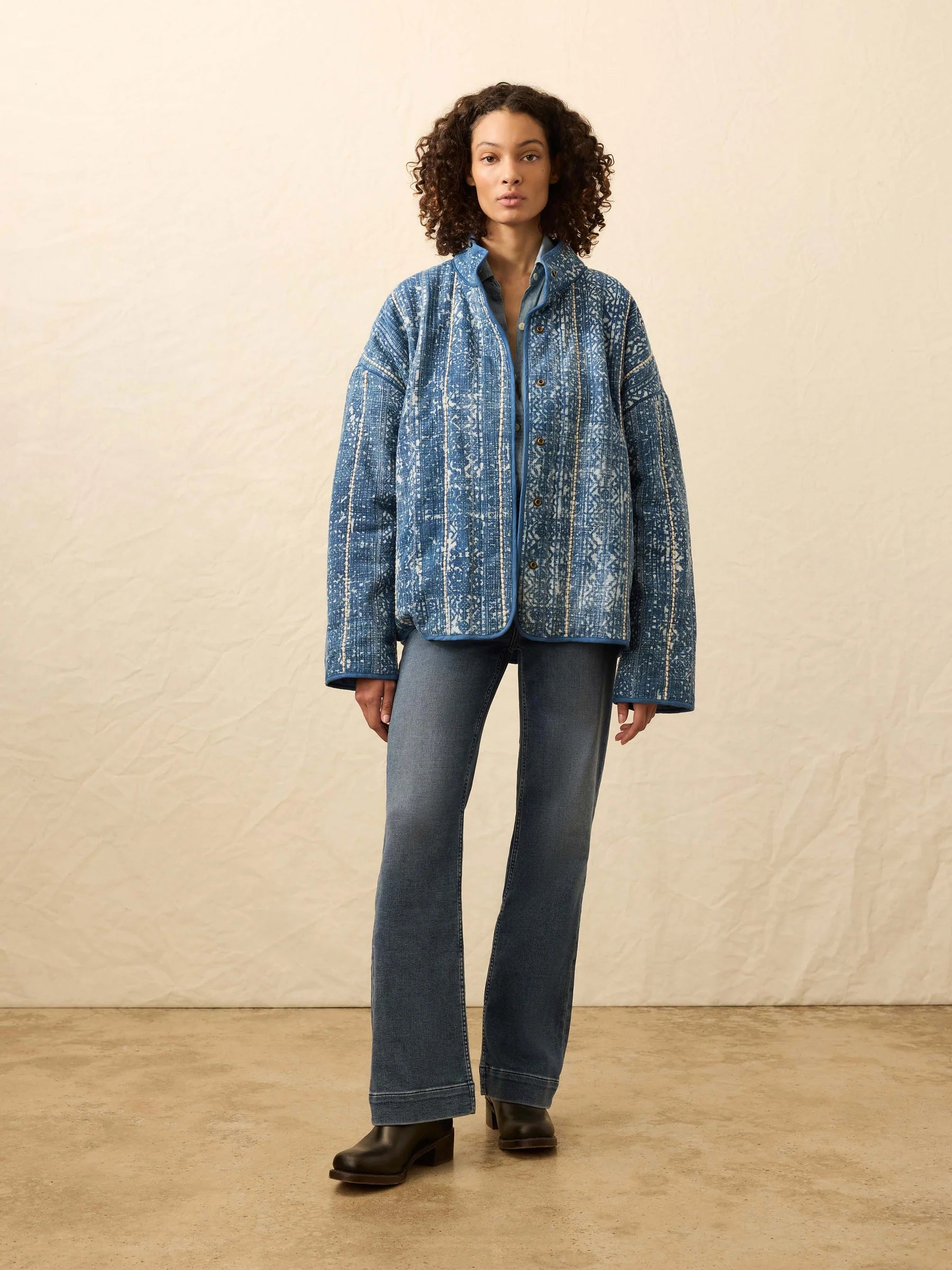 Indigo Quilted Patchwork Jacket