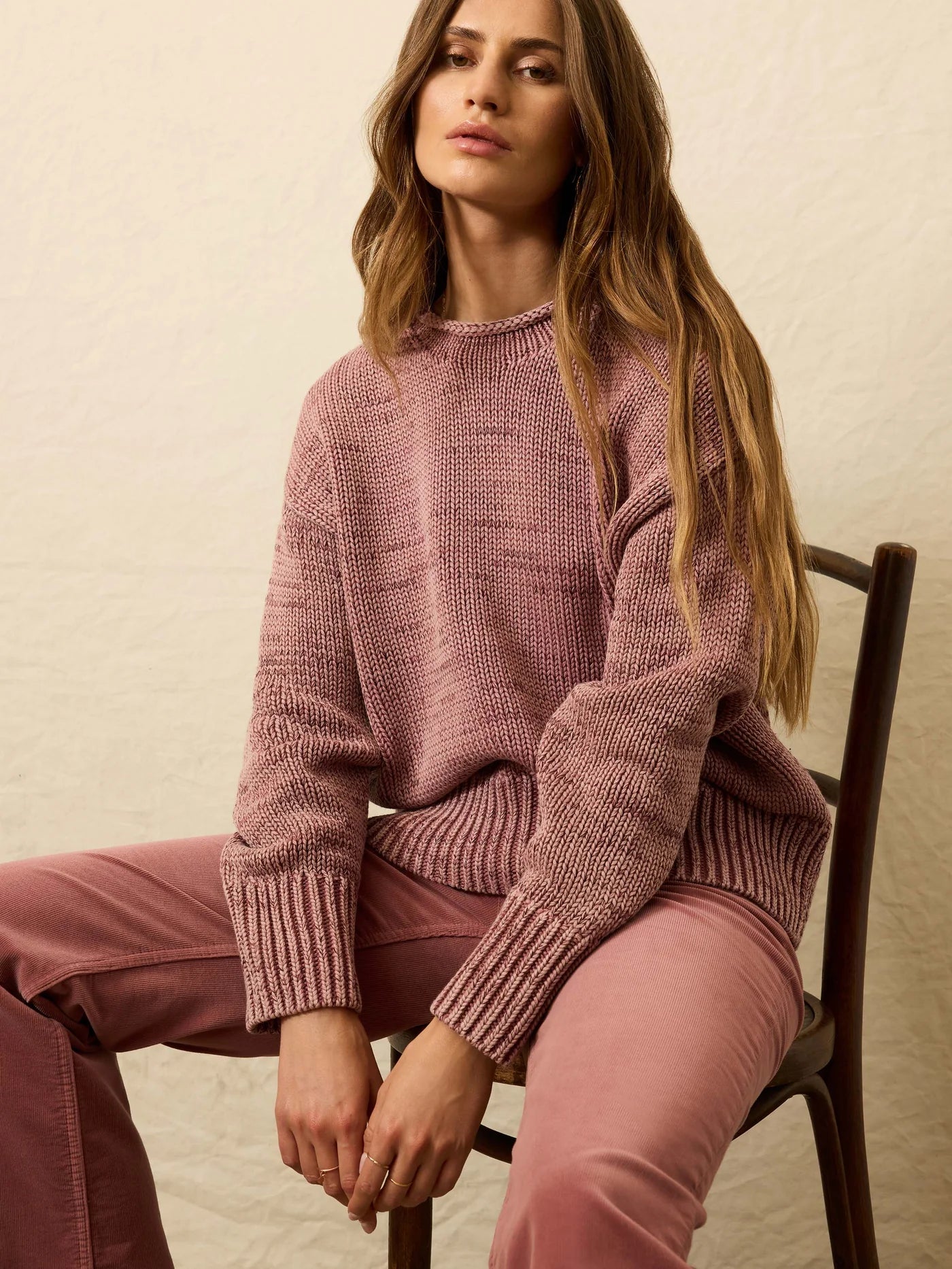 Sunwashed Cotton Roll Neck Sweater