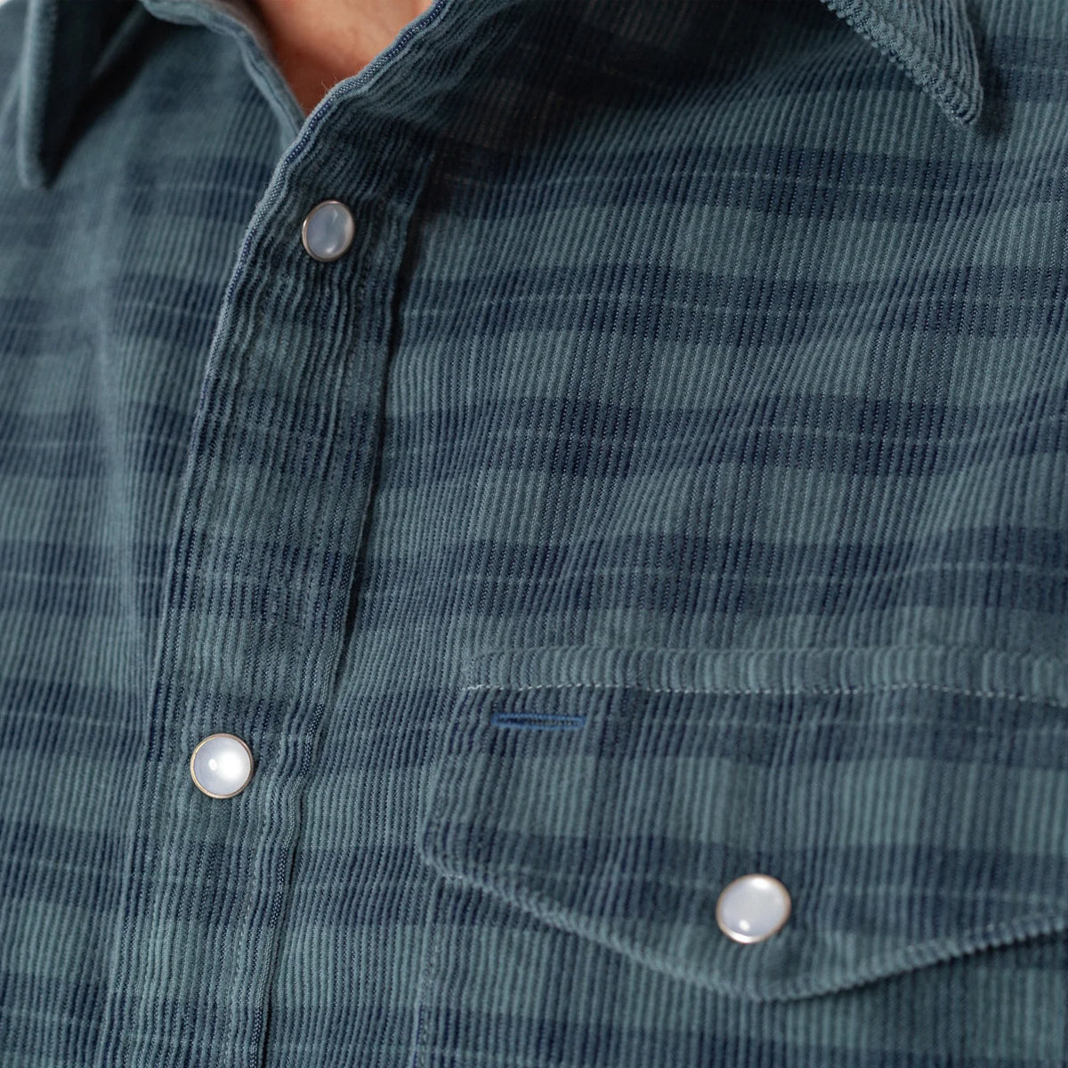 Corduroy Pearl Snap - Slate Check