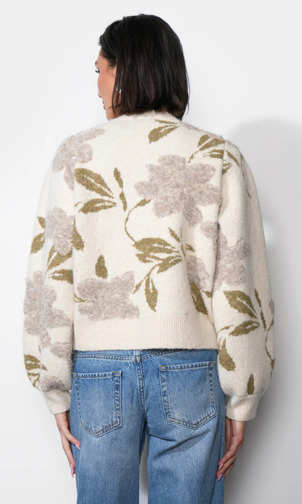 Skylar Cozy Floral Cardigan - Ivory