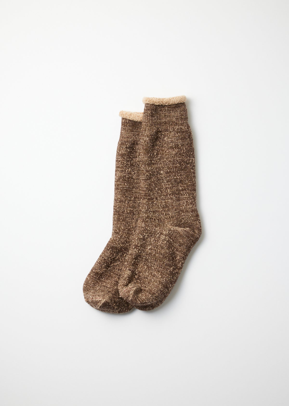 Double Face Crew Socks - Dark Brown/Brown
